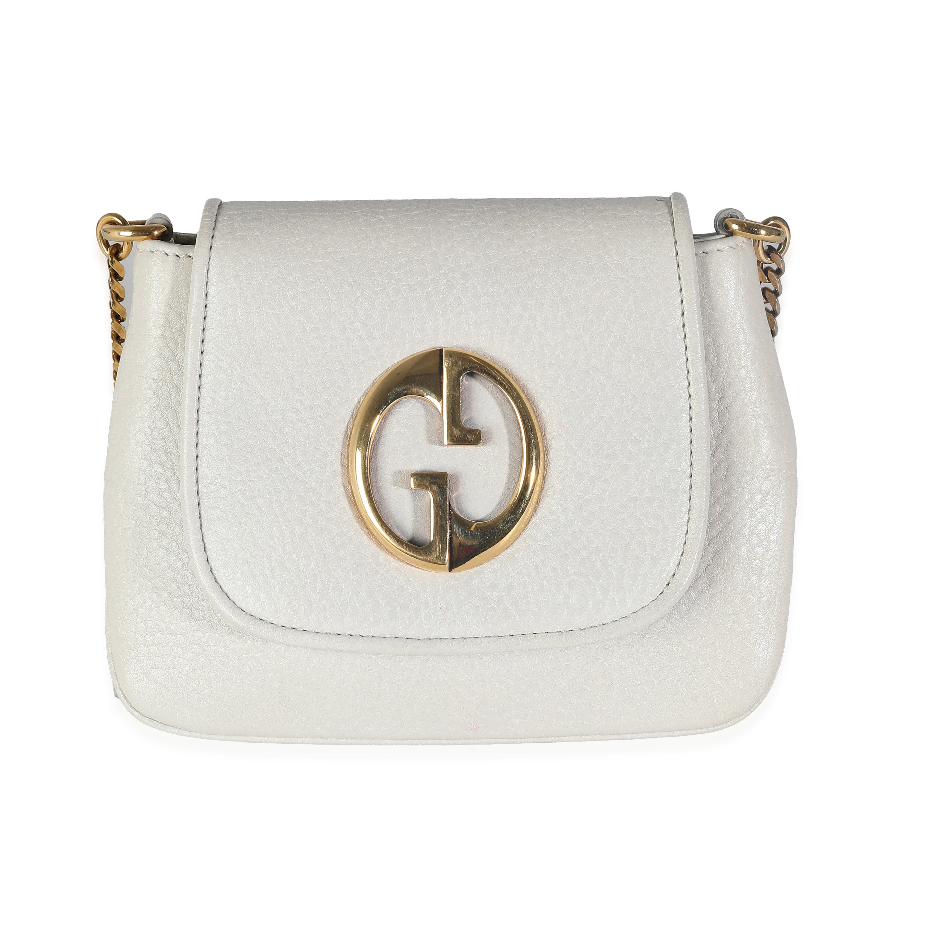 Gucci Gucci White Pebbled Calfskin Small 1973 Chain Bag