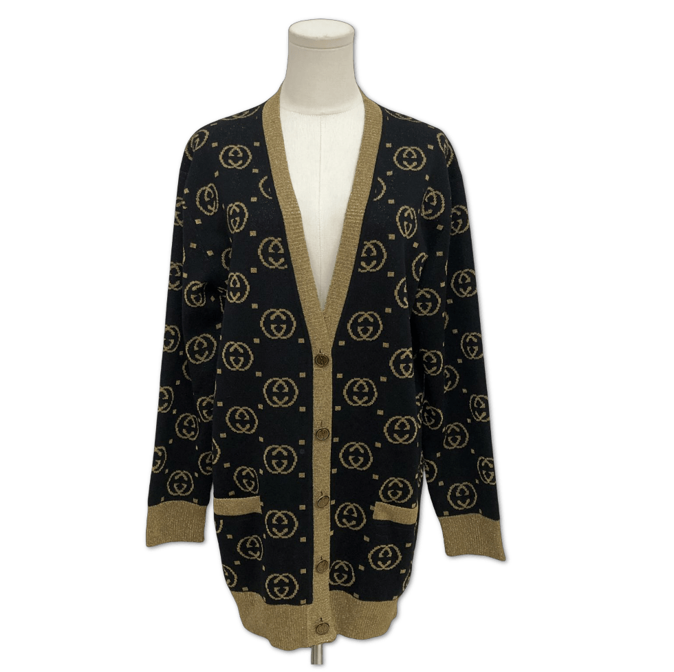Gucci Gucci Black / Gold Monogram Cardigan Size: XS C18887529568