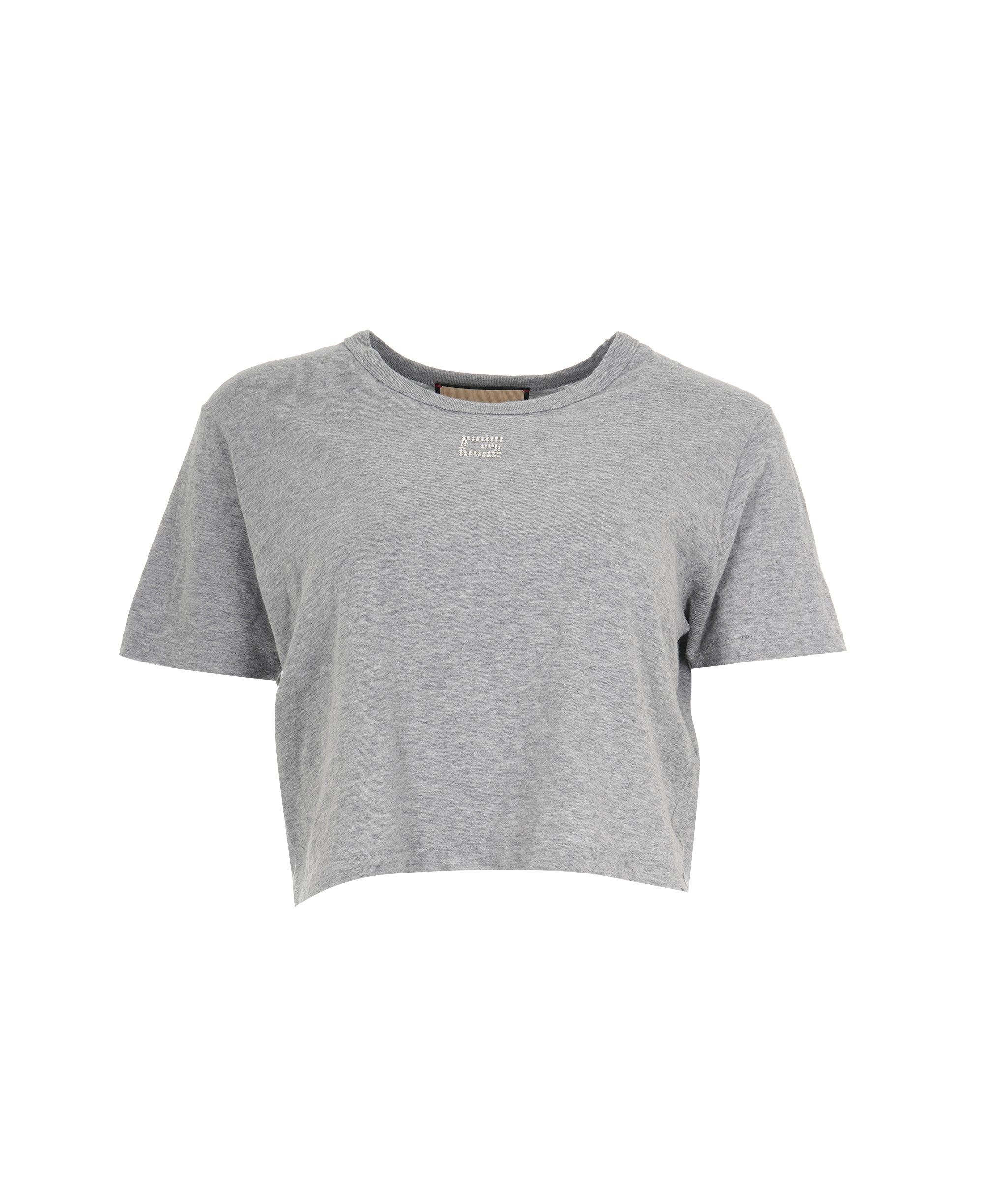 Gucci Gucci Grey Emebllished G Short Sleeve Crop Top ABL0003