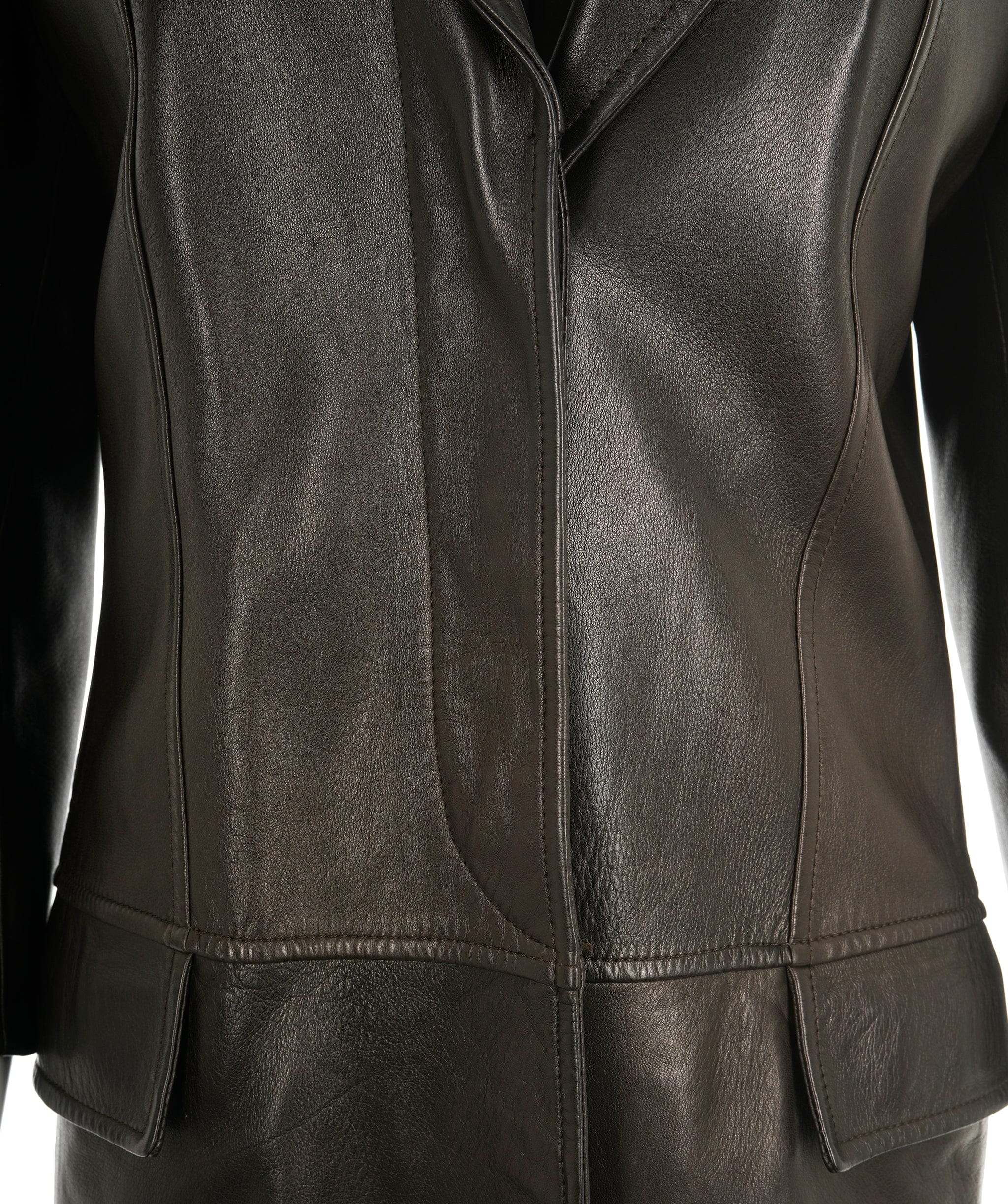 Gucci Gucci Leather Brown Coat  ALC1642