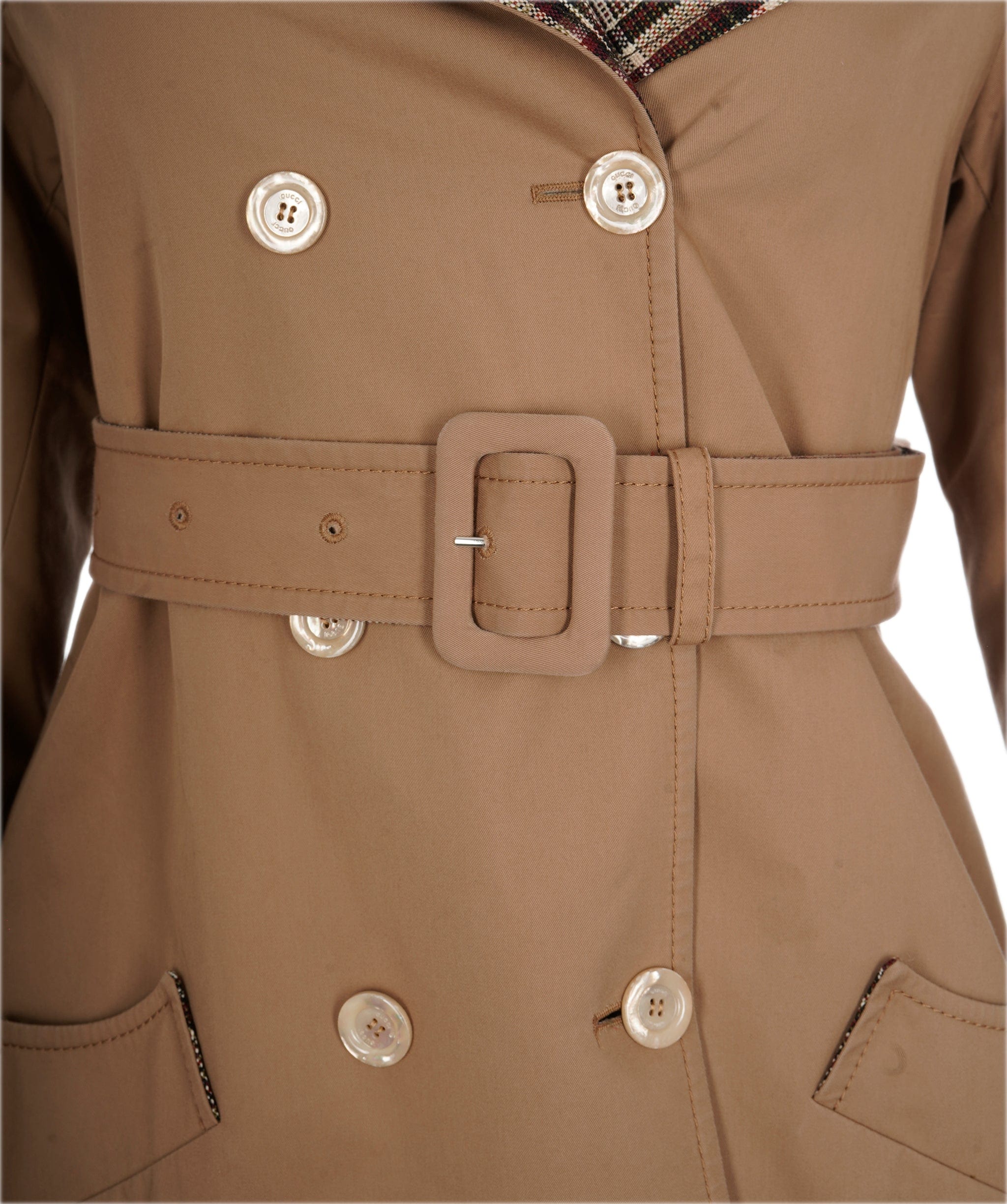 Gucci Gucci Long Dark Beige Belted Trench  ALL0578