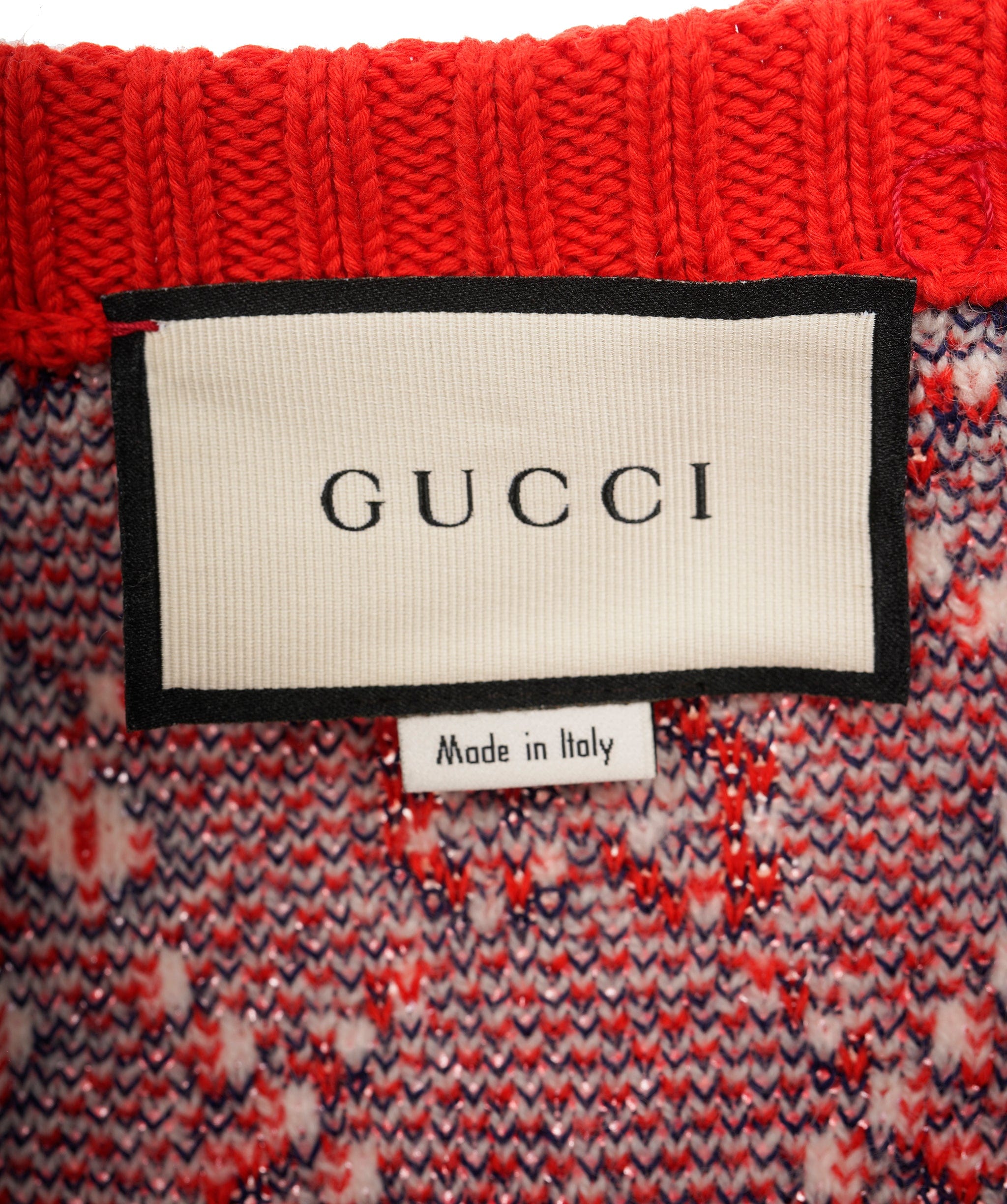 Gucci Gucci Red and Navy V GG Neck Jumper ALC1951