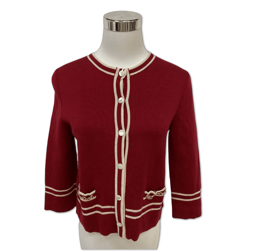 Gucci Gucci Red / White Cream Horsebit Cardigan Size: XS C13996570185