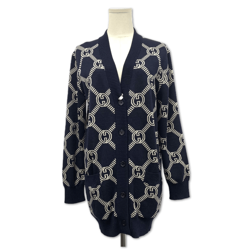 Gucci Gucci Reversible Navy / Cream Wool Cardigan Size: XS FQ0316826228
