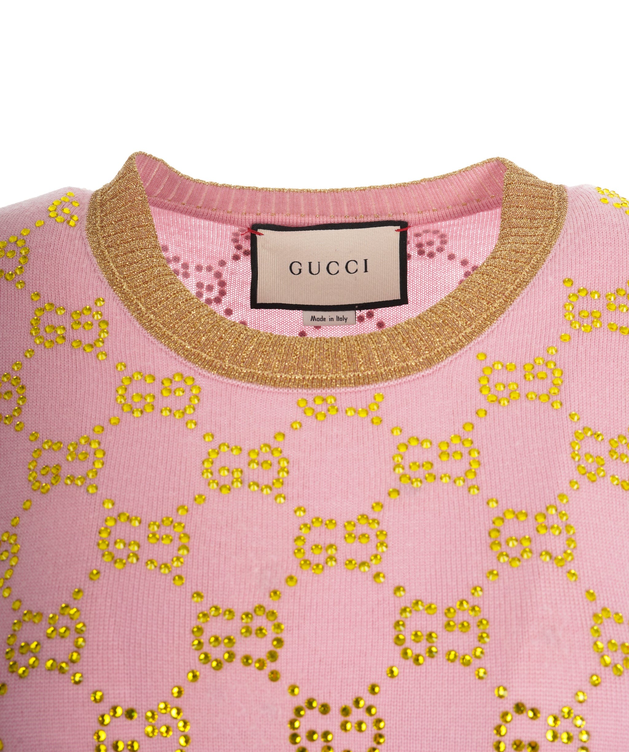 Gucci Gucci rhinestone sweatshirt cashmere blend pink  AVC2043