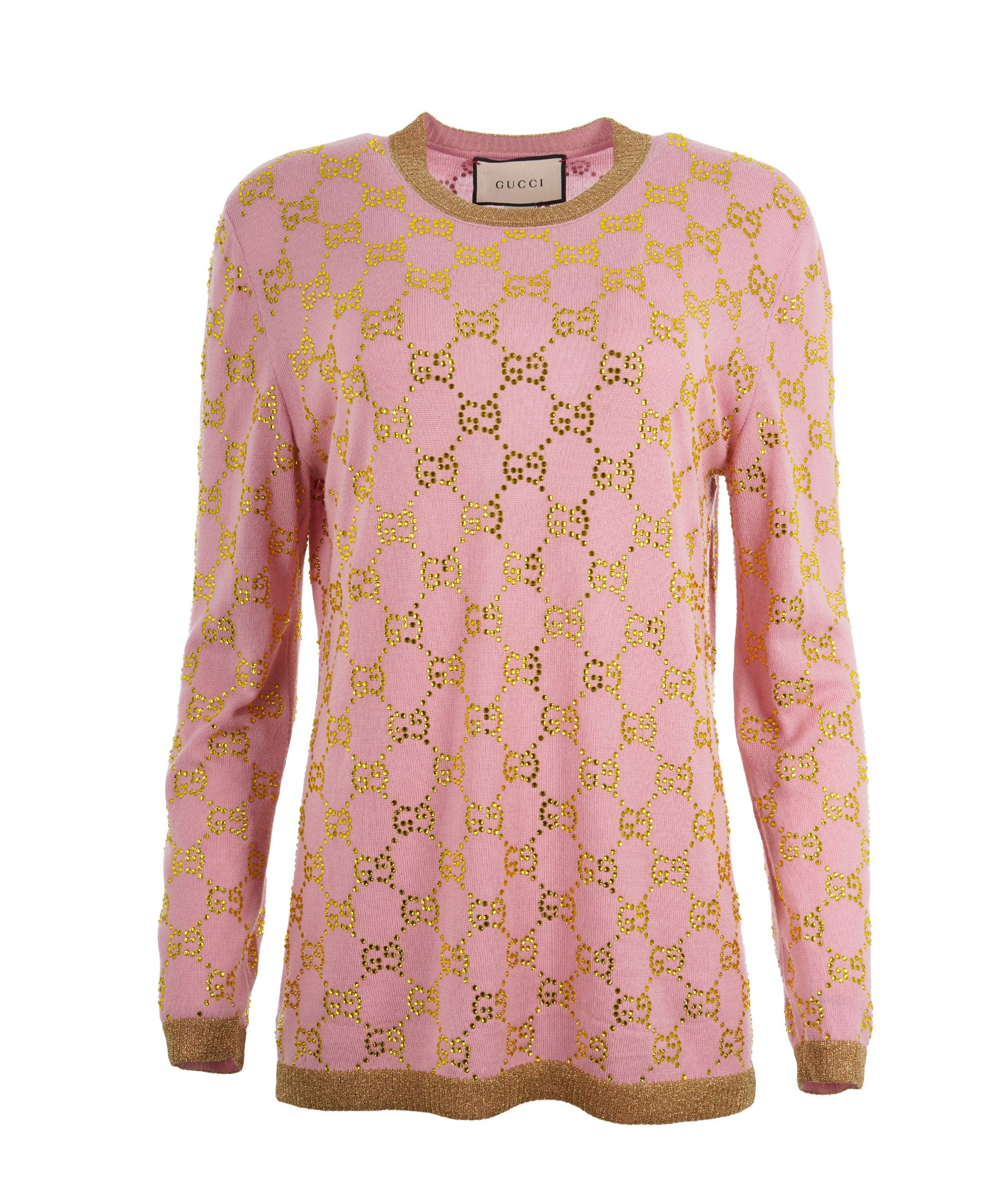 Gucci Gucci rhinestone sweatshirt cashmere blend pink  AVC2043