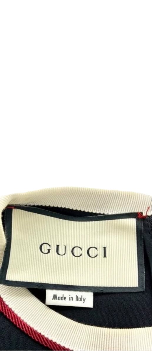 Gucci Gucci Sleeveless Black Shift Dress Cream / Red Trim Size 42 SKC1807