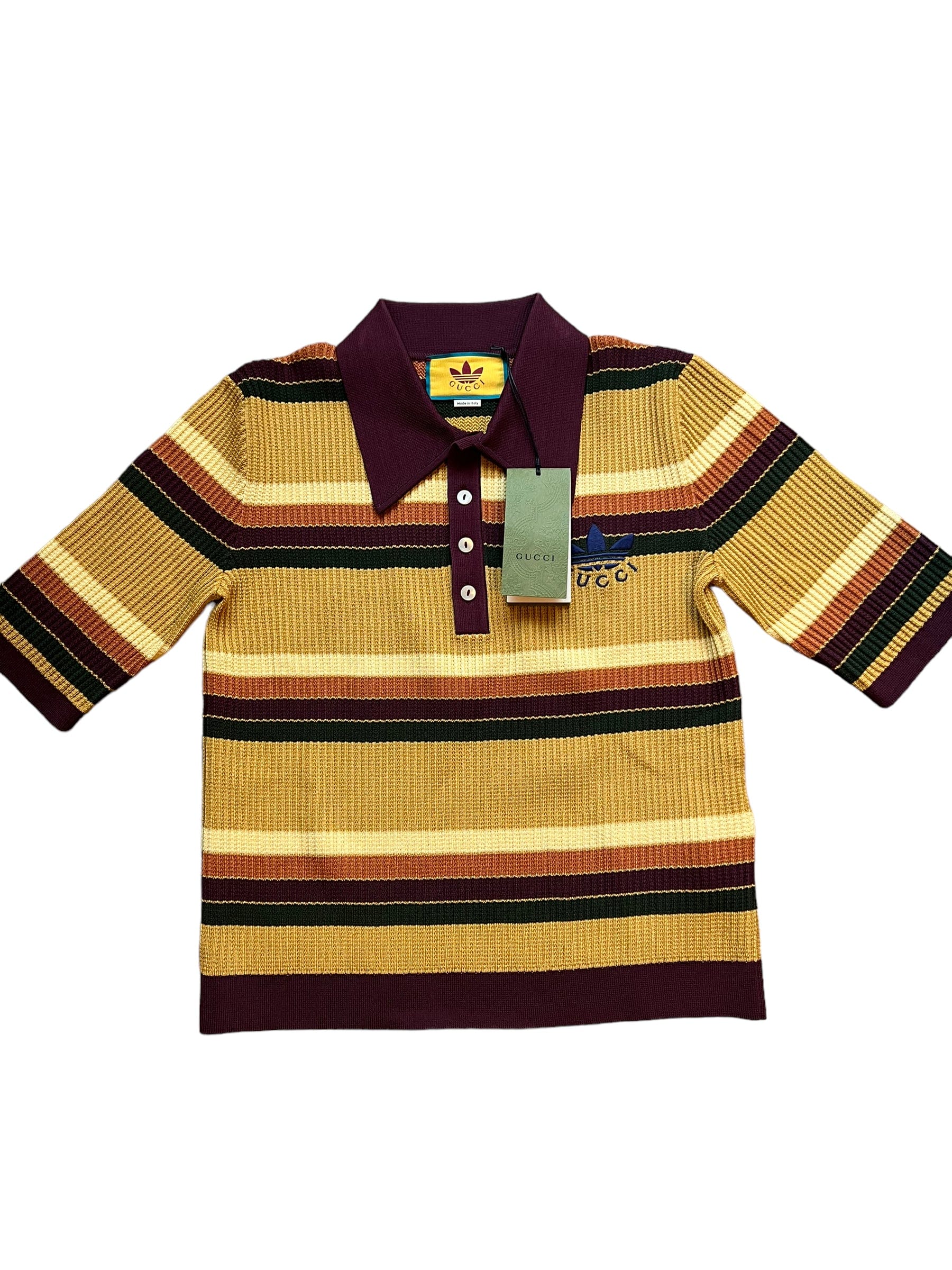 Gucci Gucci Striped Knit Polo Sz L UKL1448