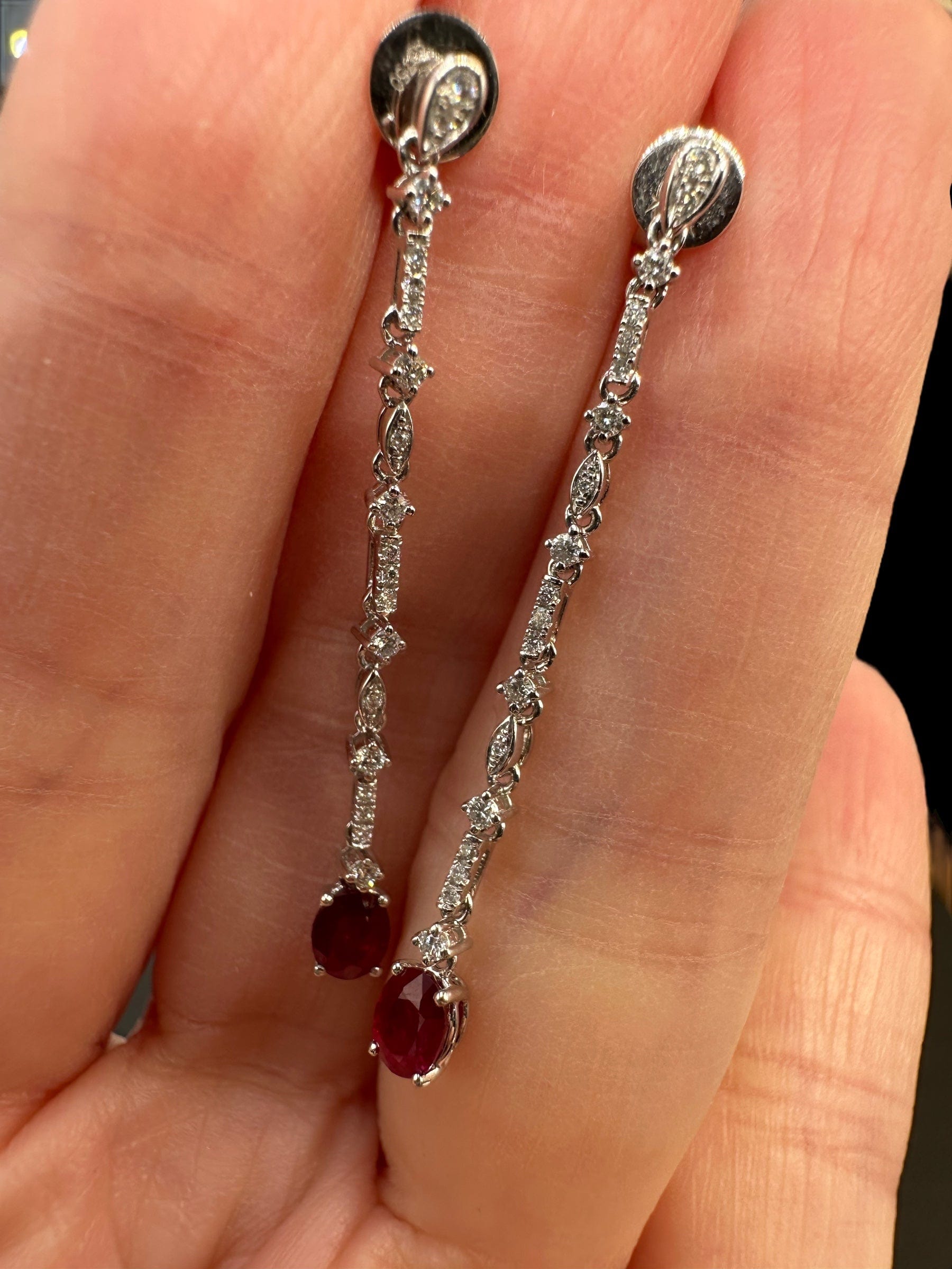 GX Long Ruby and Diamond drop earrings