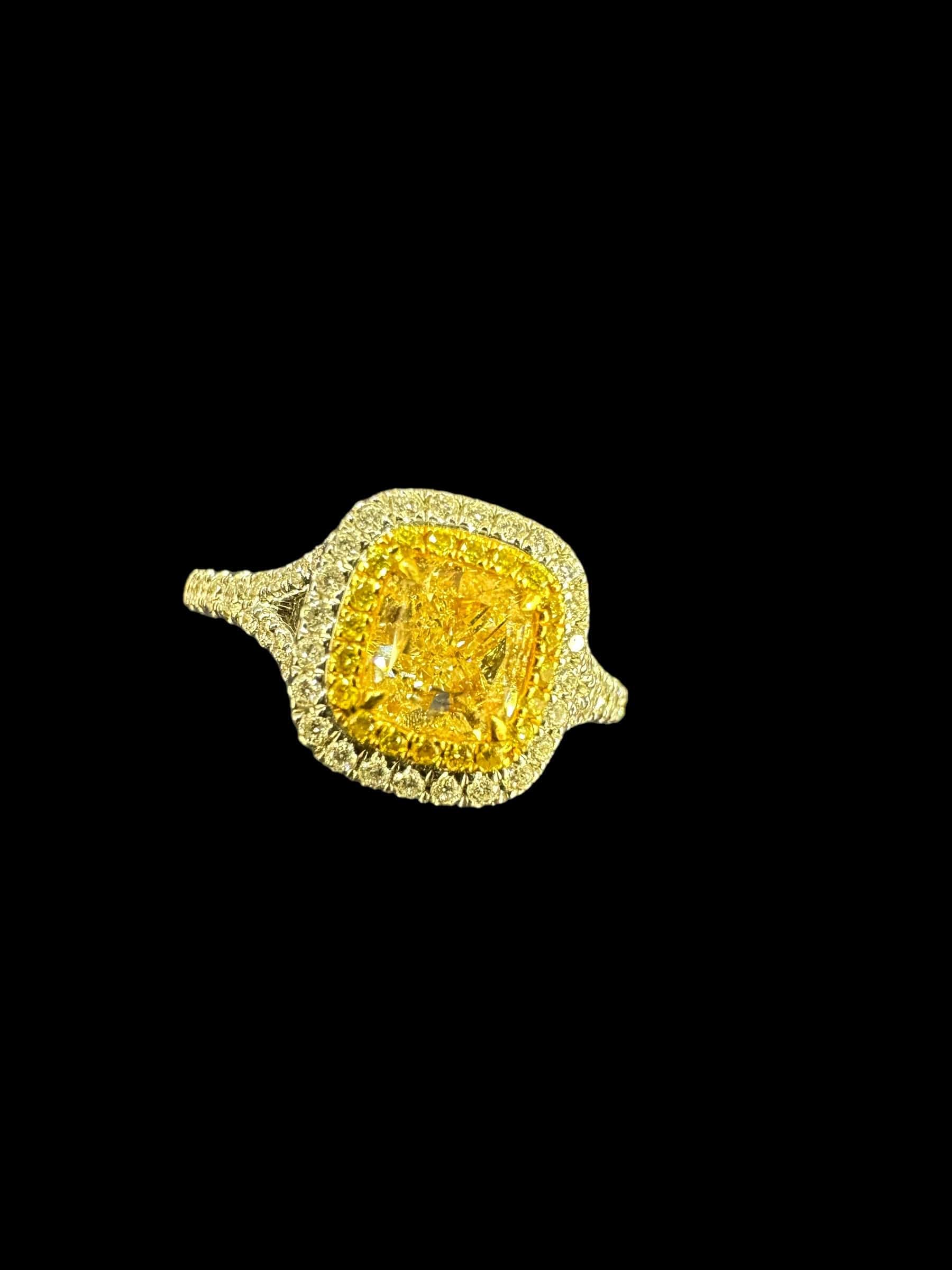 GX Yellow Diamond Halo Set Ring