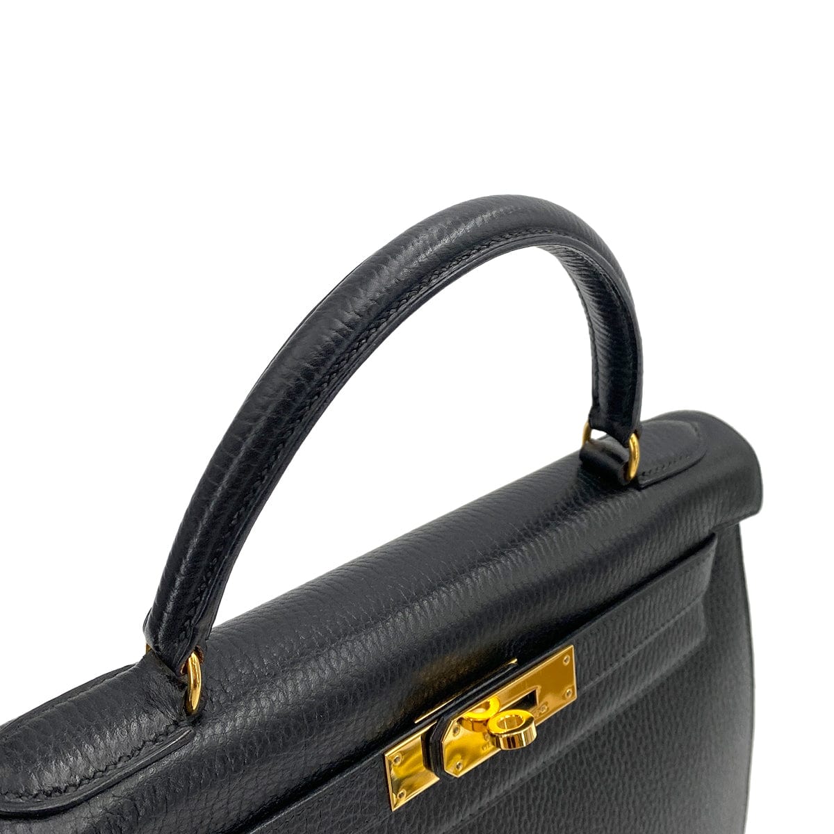 Hemes HERMES KELLY 28 SELLIER BLACK ARDENNES HAND SHOULDER BAG V 90248809