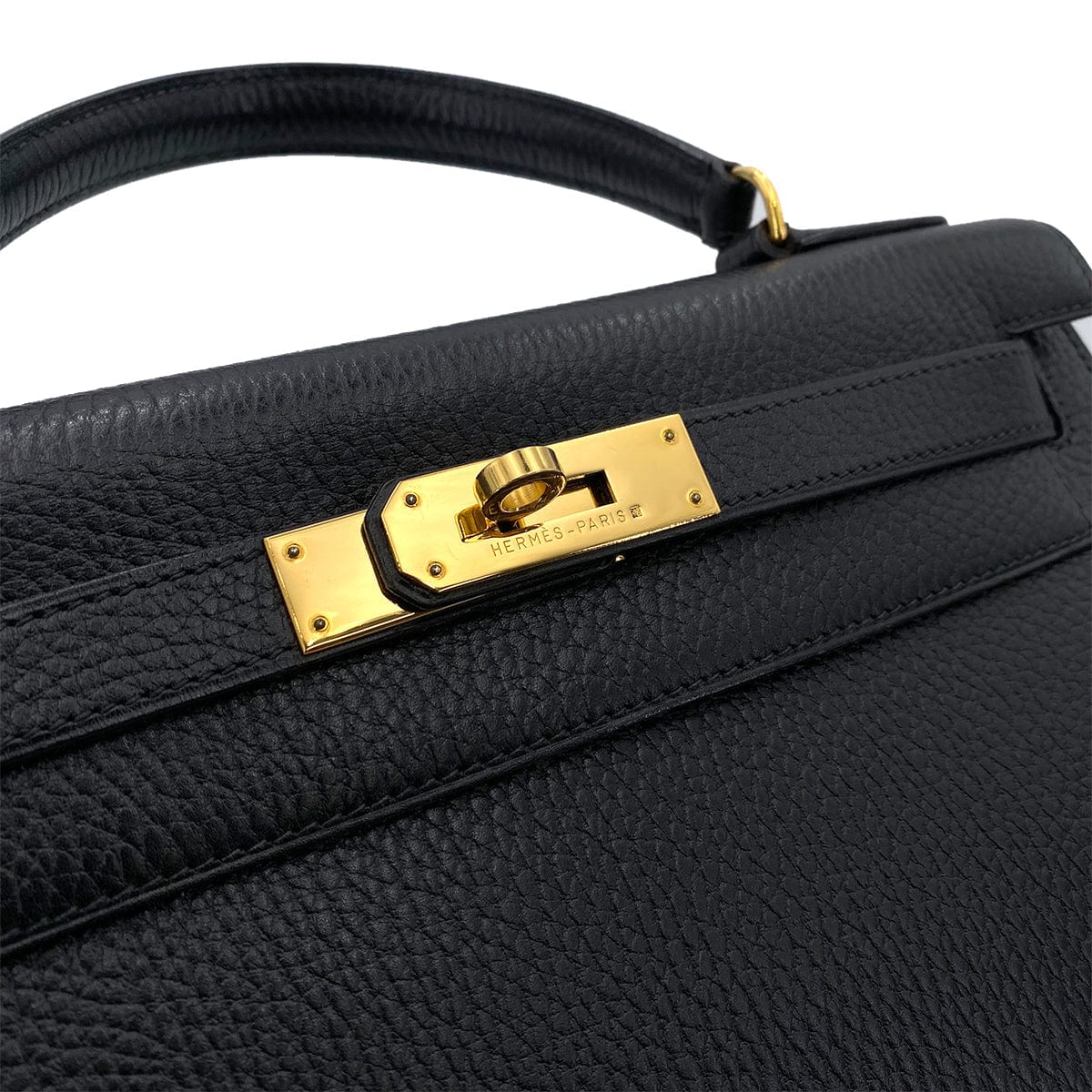 Hemes HERMES KELLY 28 SELLIER BLACK ARDENNES HAND SHOULDER BAG V 90248809