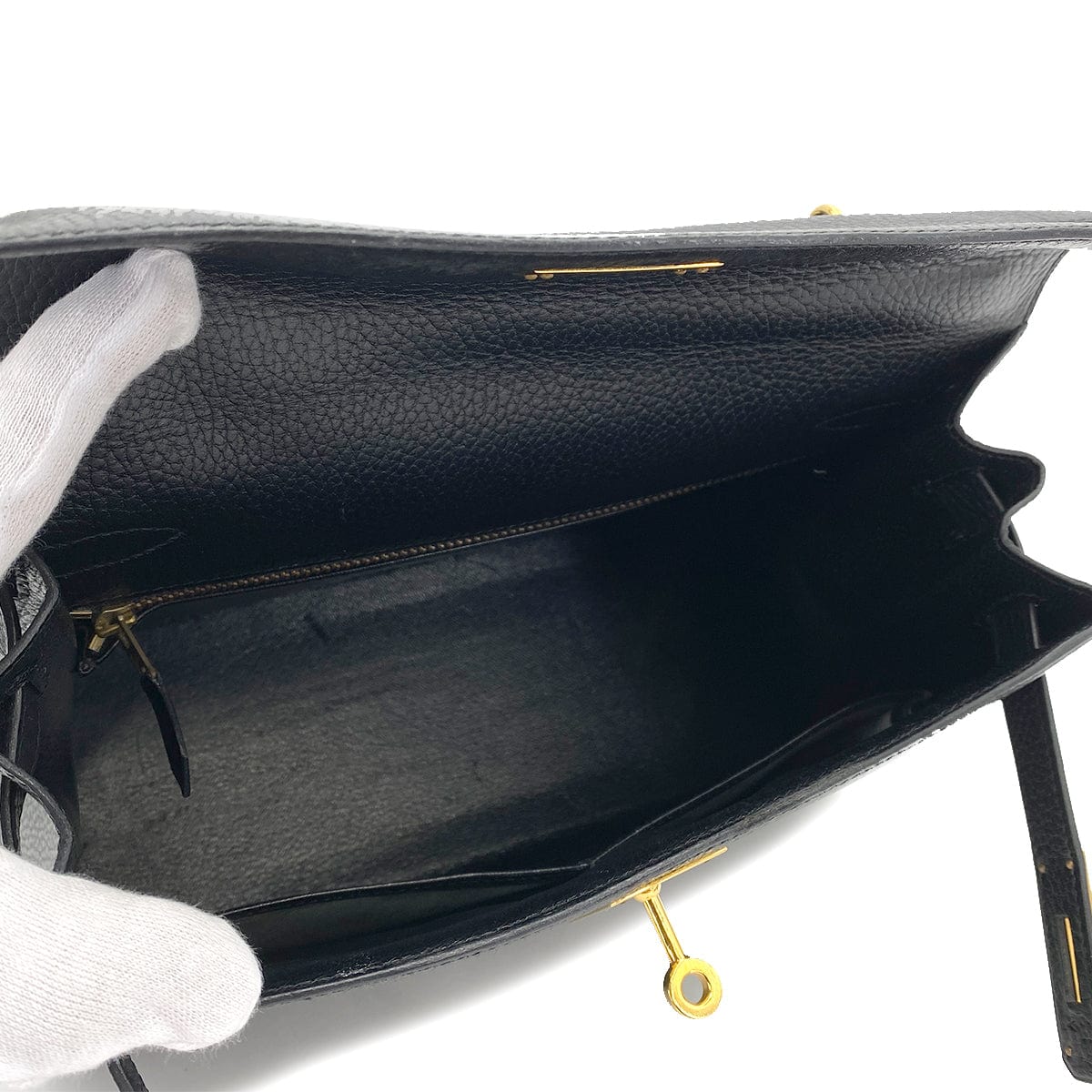 Hemes HERMES KELLY 28 SELLIER BLACK ARDENNES HAND SHOULDER BAG V 90248809