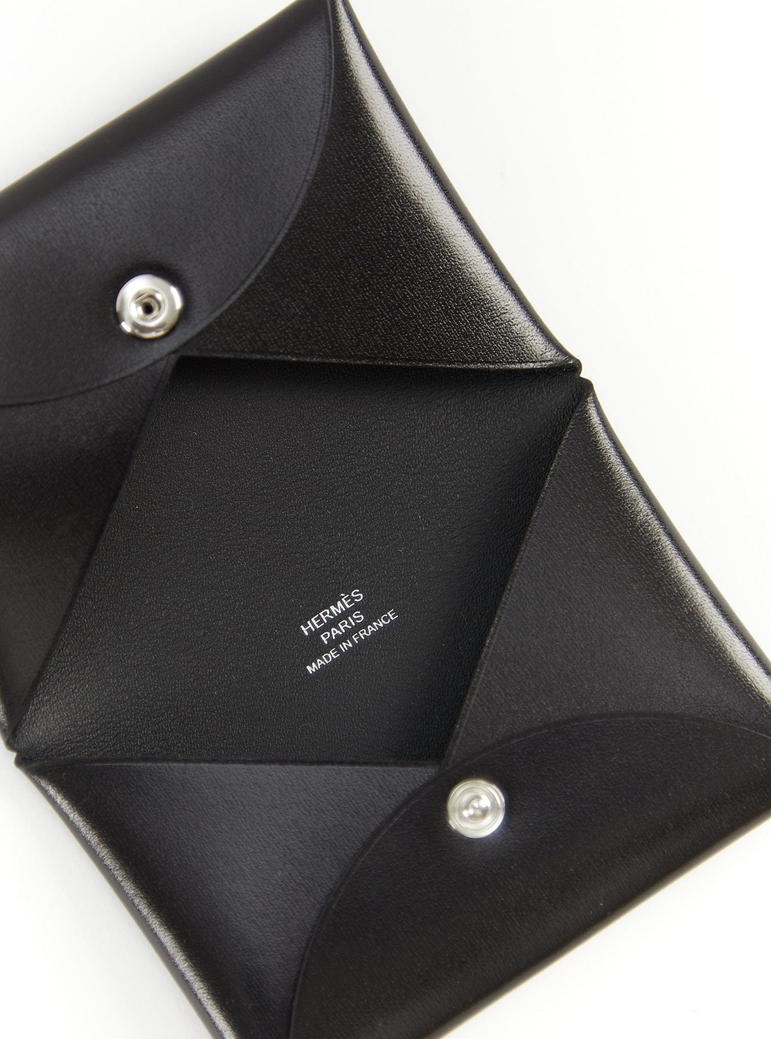 Hemrès HERMÈS CALVI CARD HOLDER BLACK Box Leather