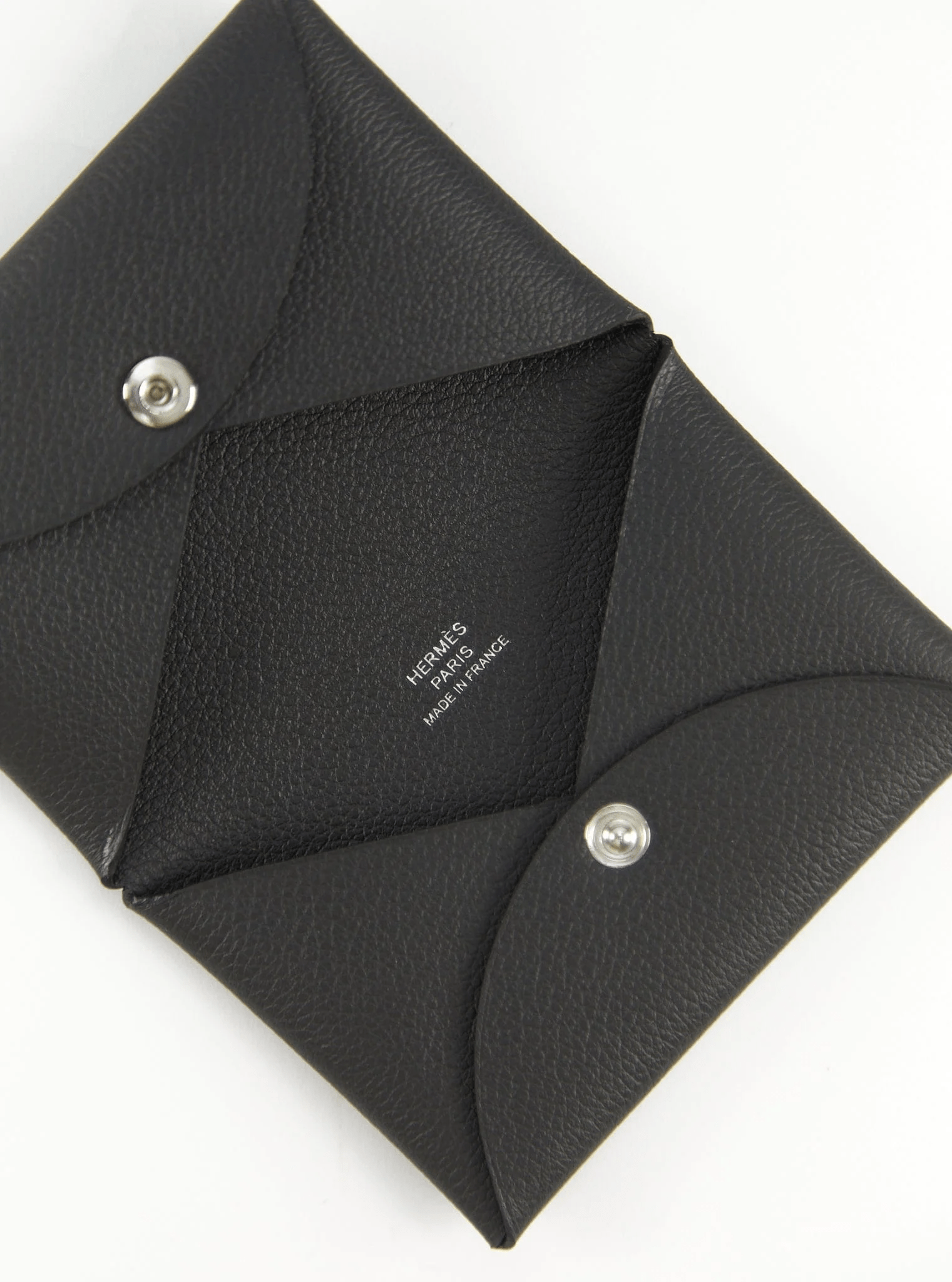 Hemrès HERMÈS CALVI CARD HOLDER BLACK Evercolour Leather