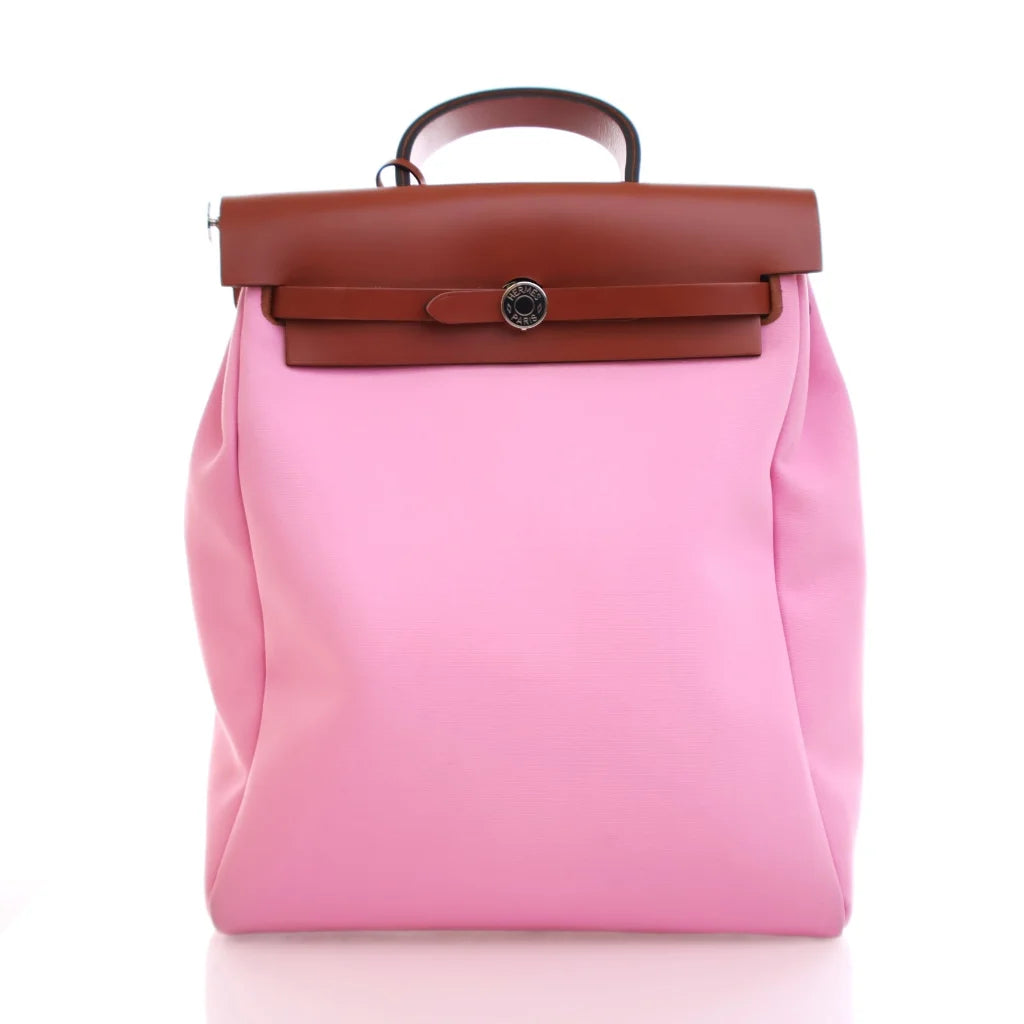 Hermes Herbag Backpack Pink Canvas DKL0L0