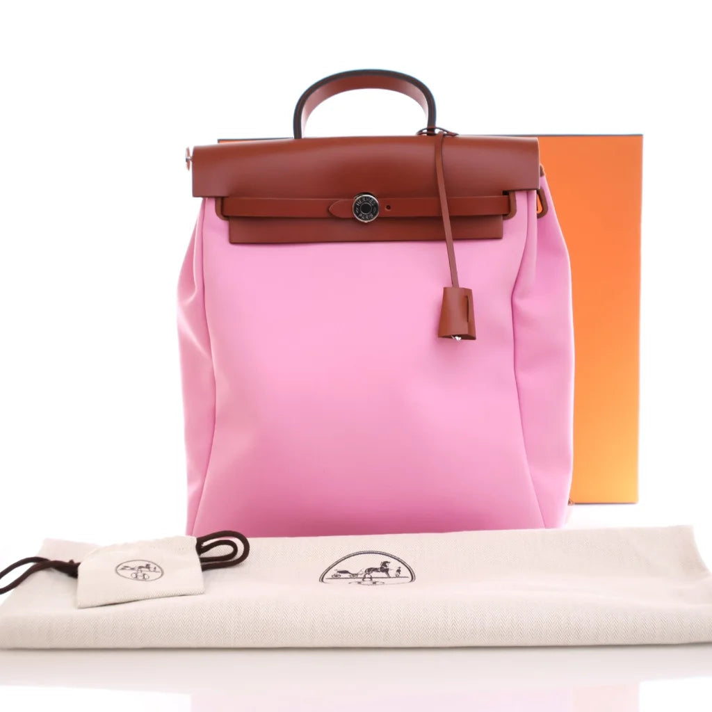 Hermes Herbag Backpack Pink Canvas DKL0L0