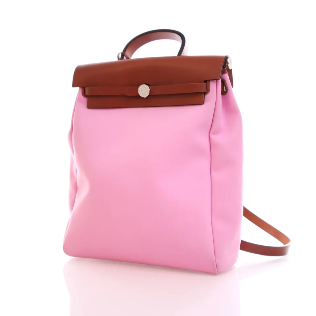 Hermes Herbag Backpack Pink Canvas DKL0L0