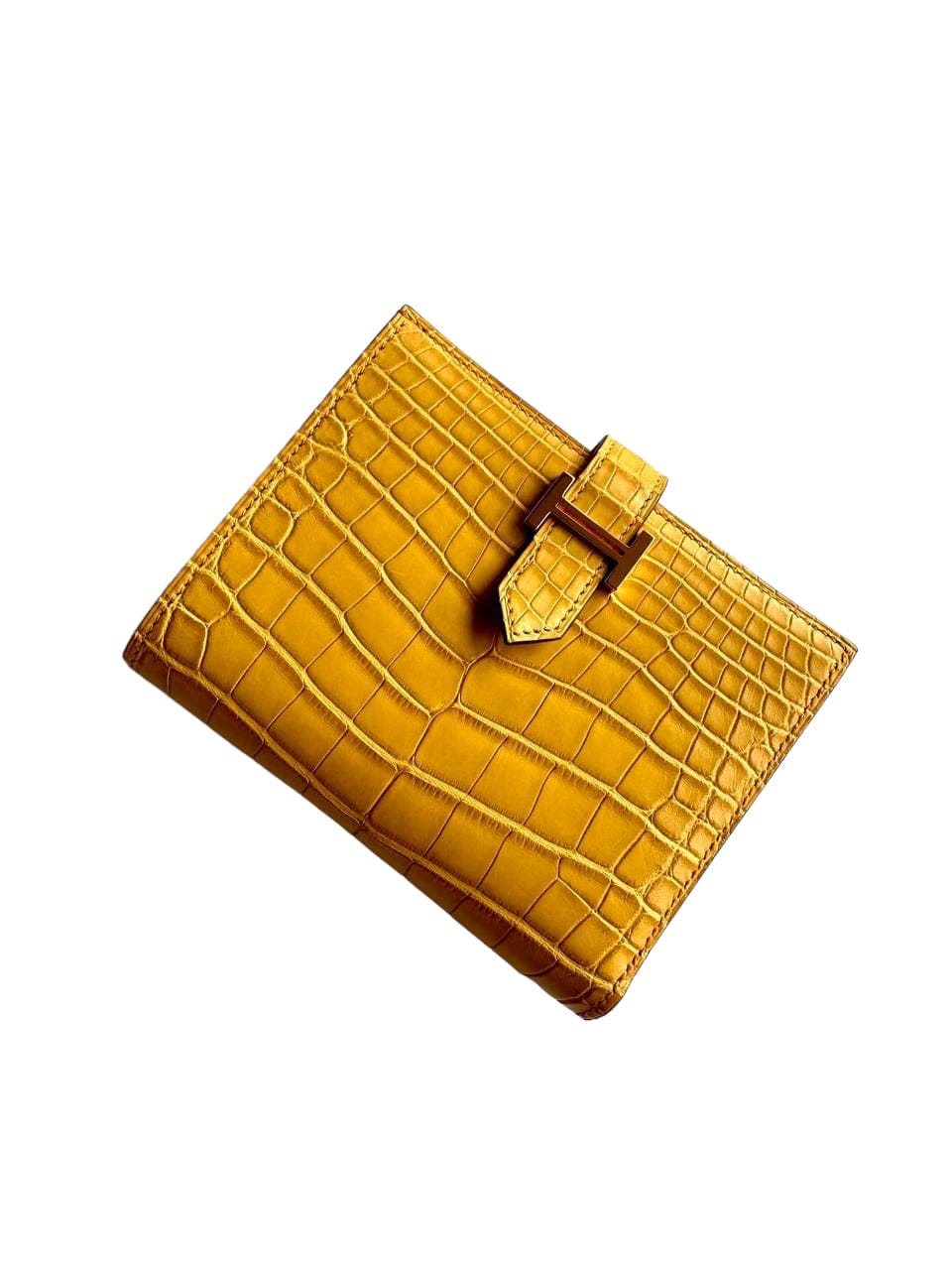 Hermès Hermès Bearn Compact Mimosa Matte Alligator GHW #Y SKC1833