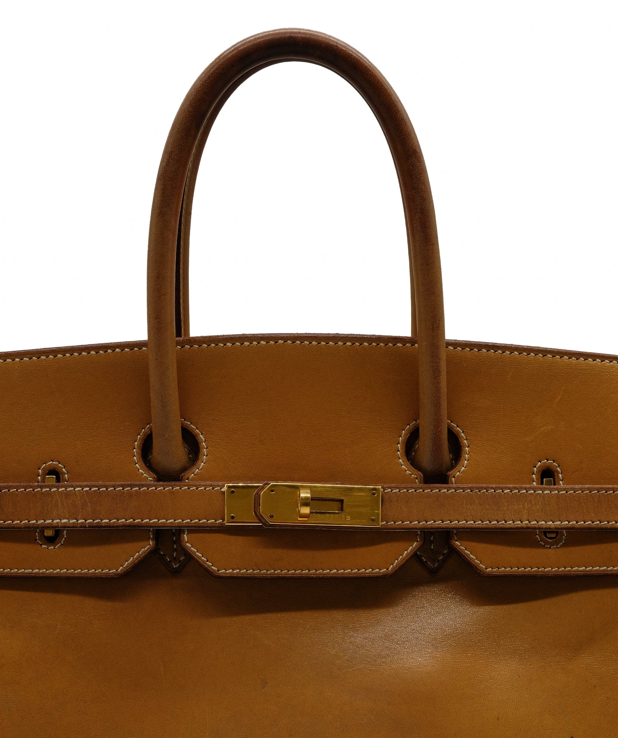 Hermès HERMES Birkin 35 Natural Barenia Leather Handbag Auth 76746 DXBS0338