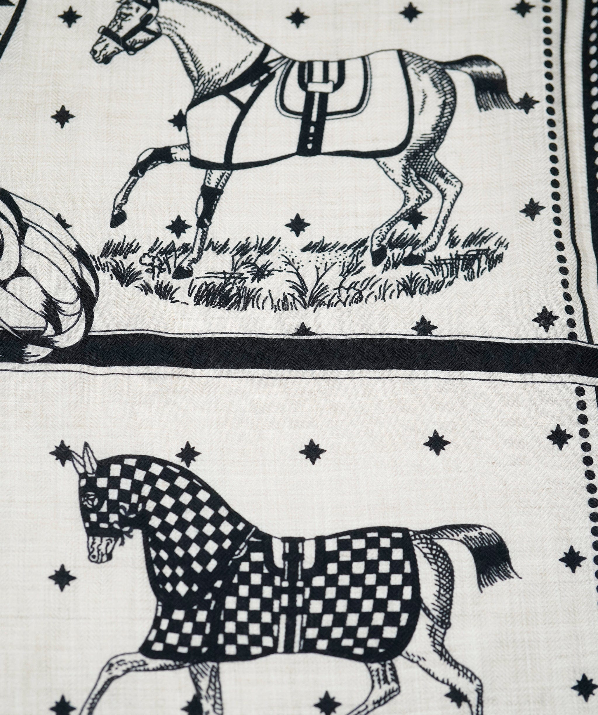 Hermès Hermes Black and beige horse woven scarf - AJC0757