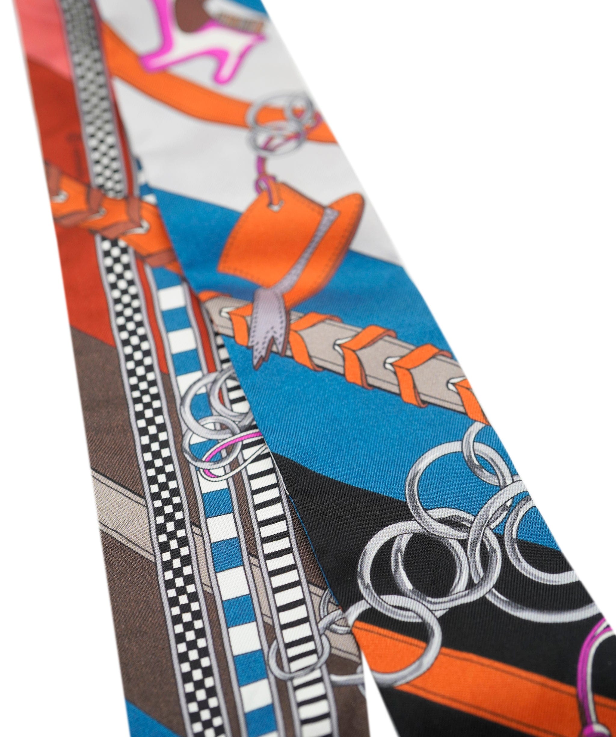 Hermès Hermes Blue and Orange Multicoloured Twilly ALC1908