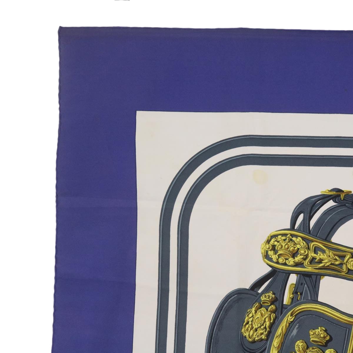 Hermès HERMES Carre 90 BLIDES de Gala Scarf Silk Blue Auth bs12430 DXBS0702