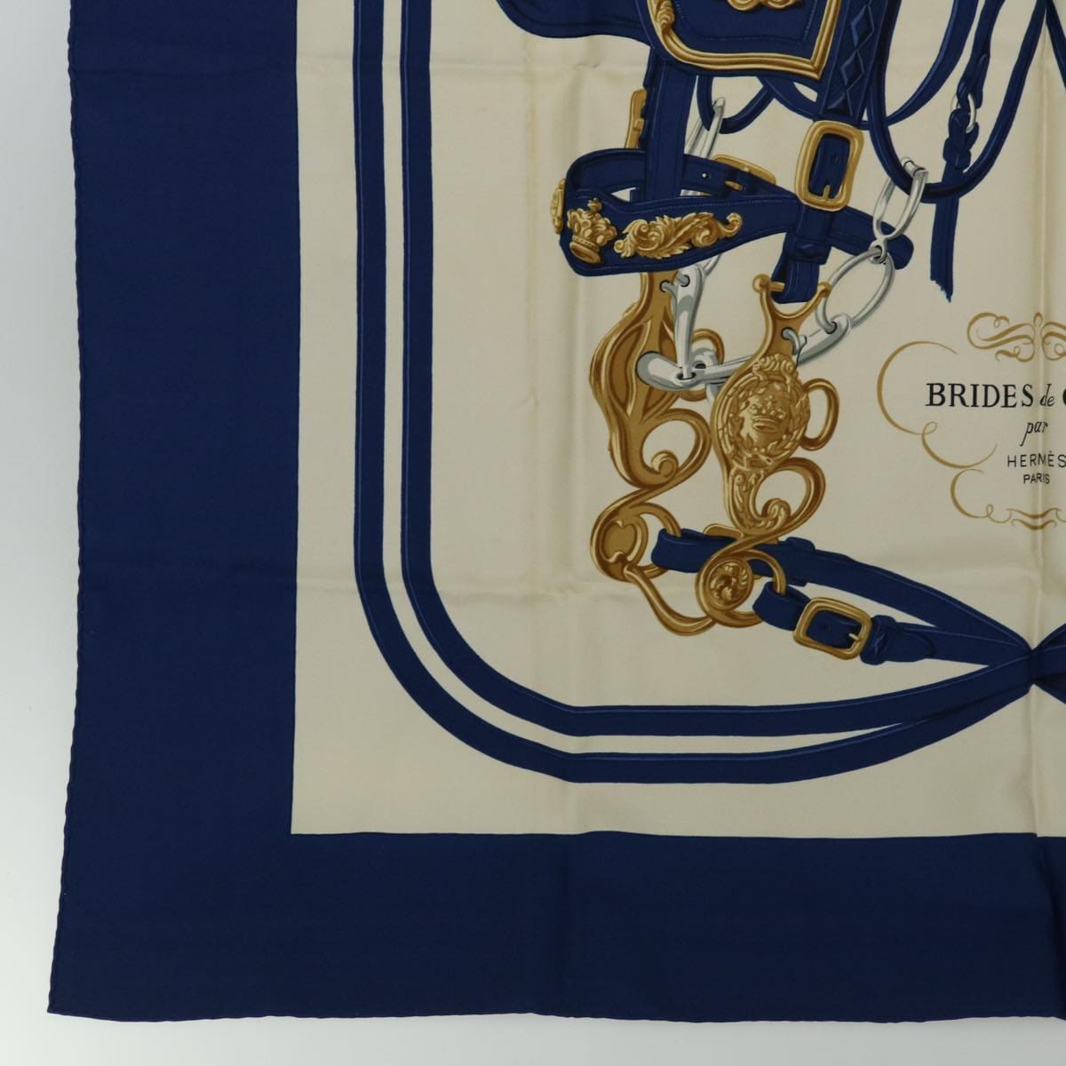 Hermès HERMES Carre 90 BRIDES de GALA Scarf Silk Blue Auth am5973 DXBS0699