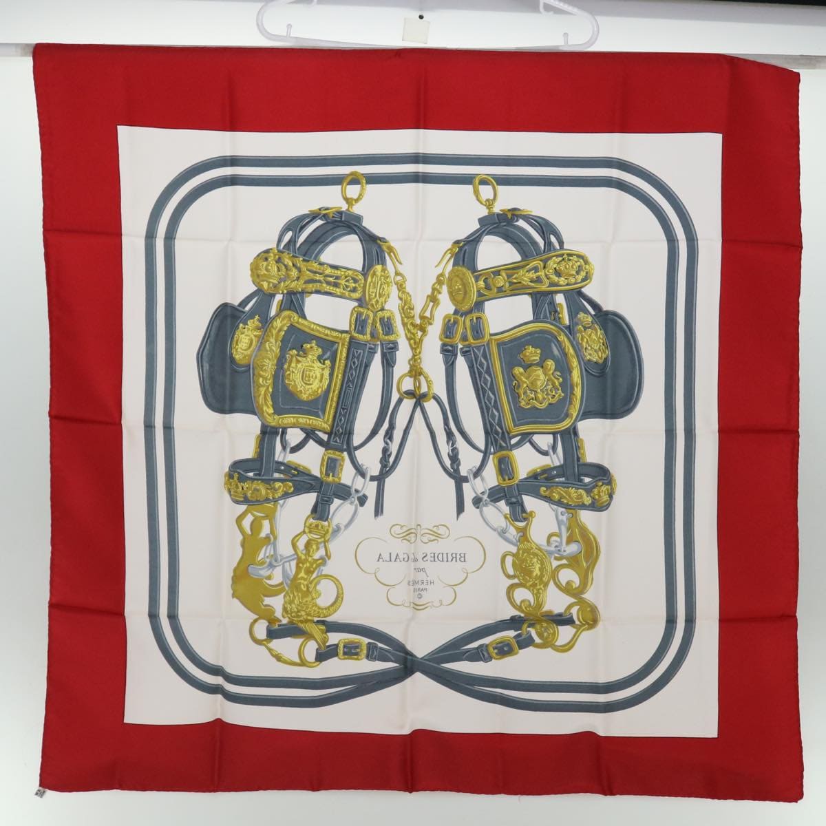 Hermès HERMES Carre 90 BRIDES de GALA Scarf Silk Red Auth bs13337 DXBS0698