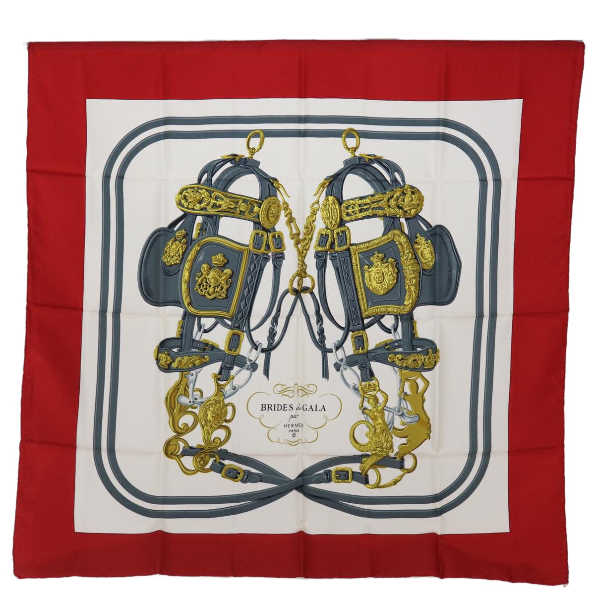 Hermès HERMES Carre 90 BRIDES de GALA Scarf Silk Red Auth bs13337 DXBS0698