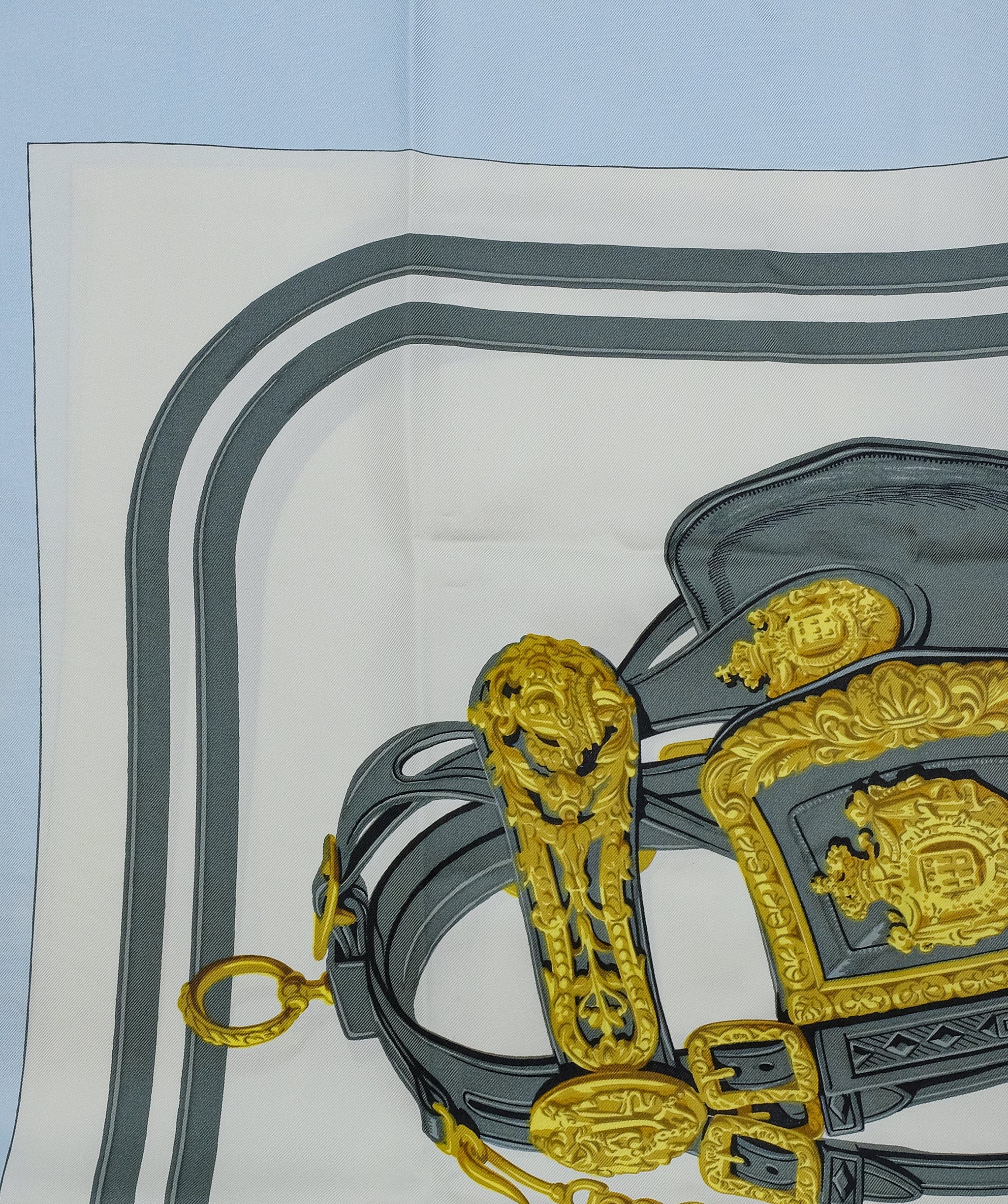 Hermès HERMES Carre 90 BRIDES de  GALA Scarf SilkLight Blue Auth hk1055 DXBS0343