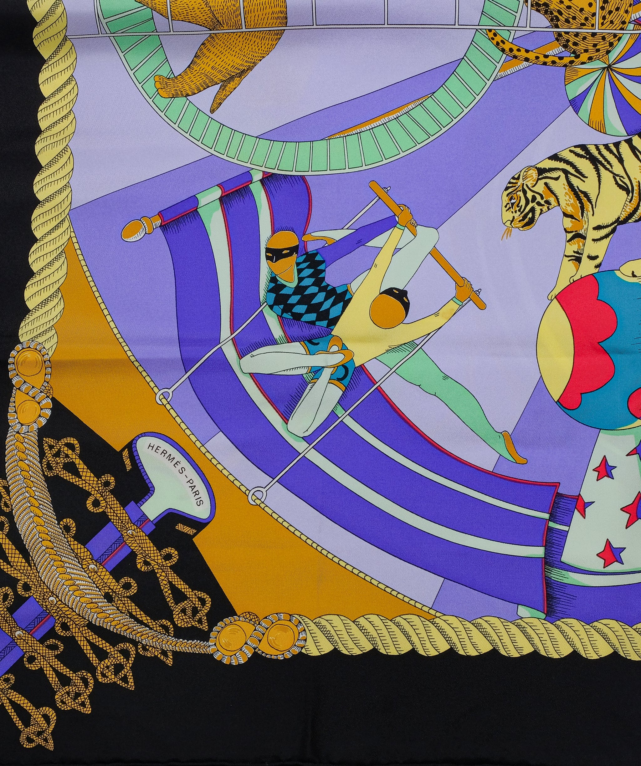 Hermès HERMES Carre 90 circus Scarf Silk Blue PurpleAuth am5629 DXBS0347