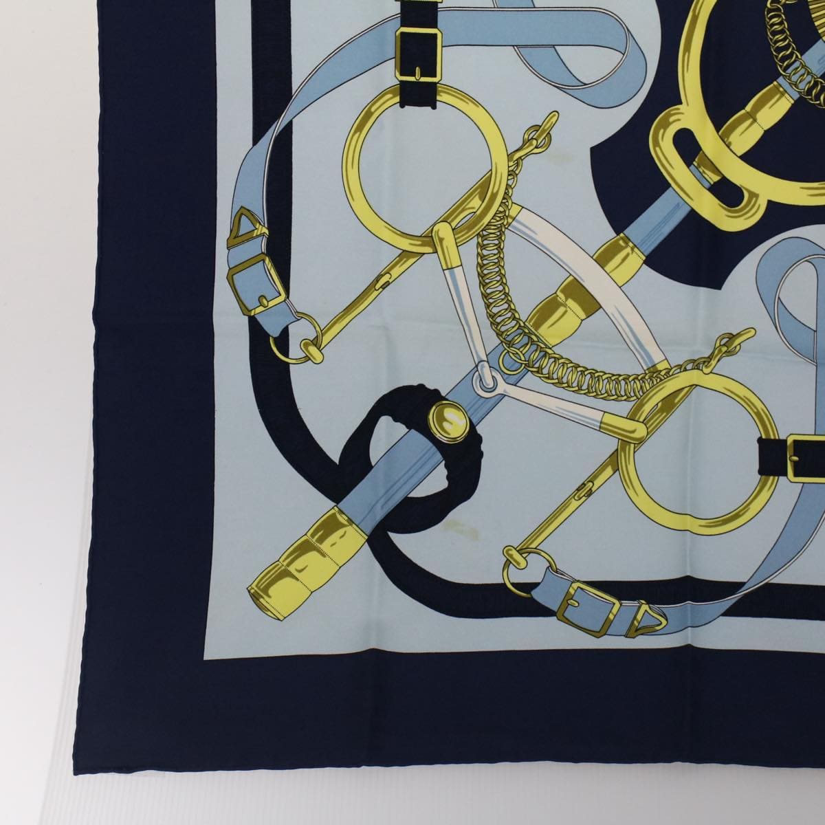 Hermès HERMES Carre 90 Eperon d'or Tellier Scarf Silk
 Blue Auth fm2641 DXBS0614