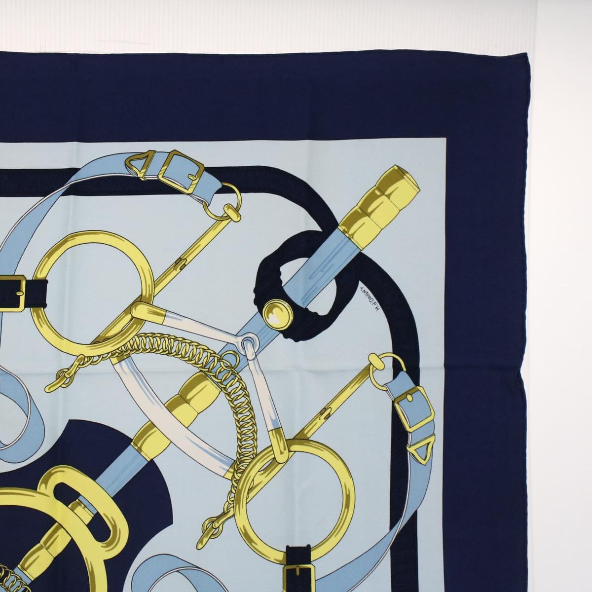 Hermès HERMES Carre 90 Eperon d'or Tellier Scarf Silk
 Blue Auth fm2641 DXBS0614