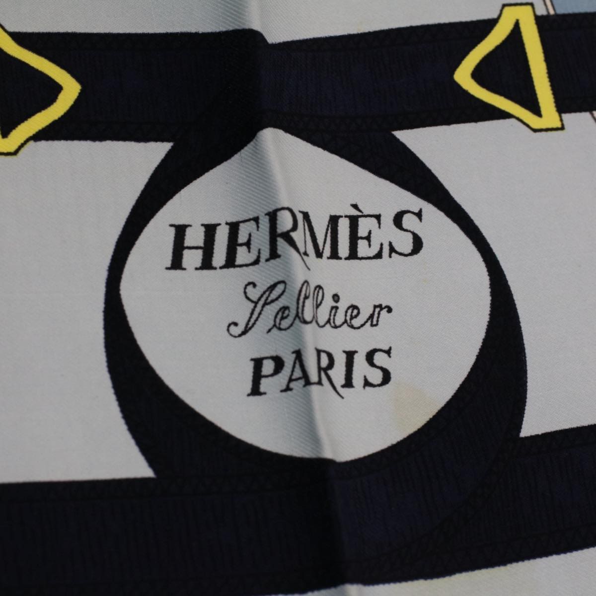 Hermès HERMES Carre 90 Eperon d'or Tellier Scarf Silk
 Blue Auth fm2641 DXBS0614