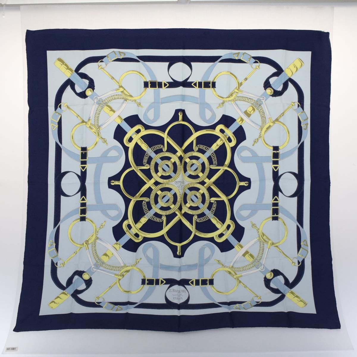 Hermès HERMES Carre 90 Eperon d'or Tellier Scarf Silk
 Blue Auth fm2641 DXBS0614