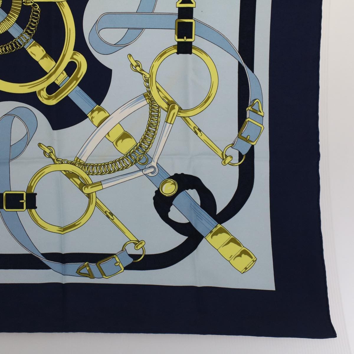 Hermès HERMES Carre 90 Eperon d'or Tellier Scarf Silk
 Blue Auth fm2641 DXBS0614