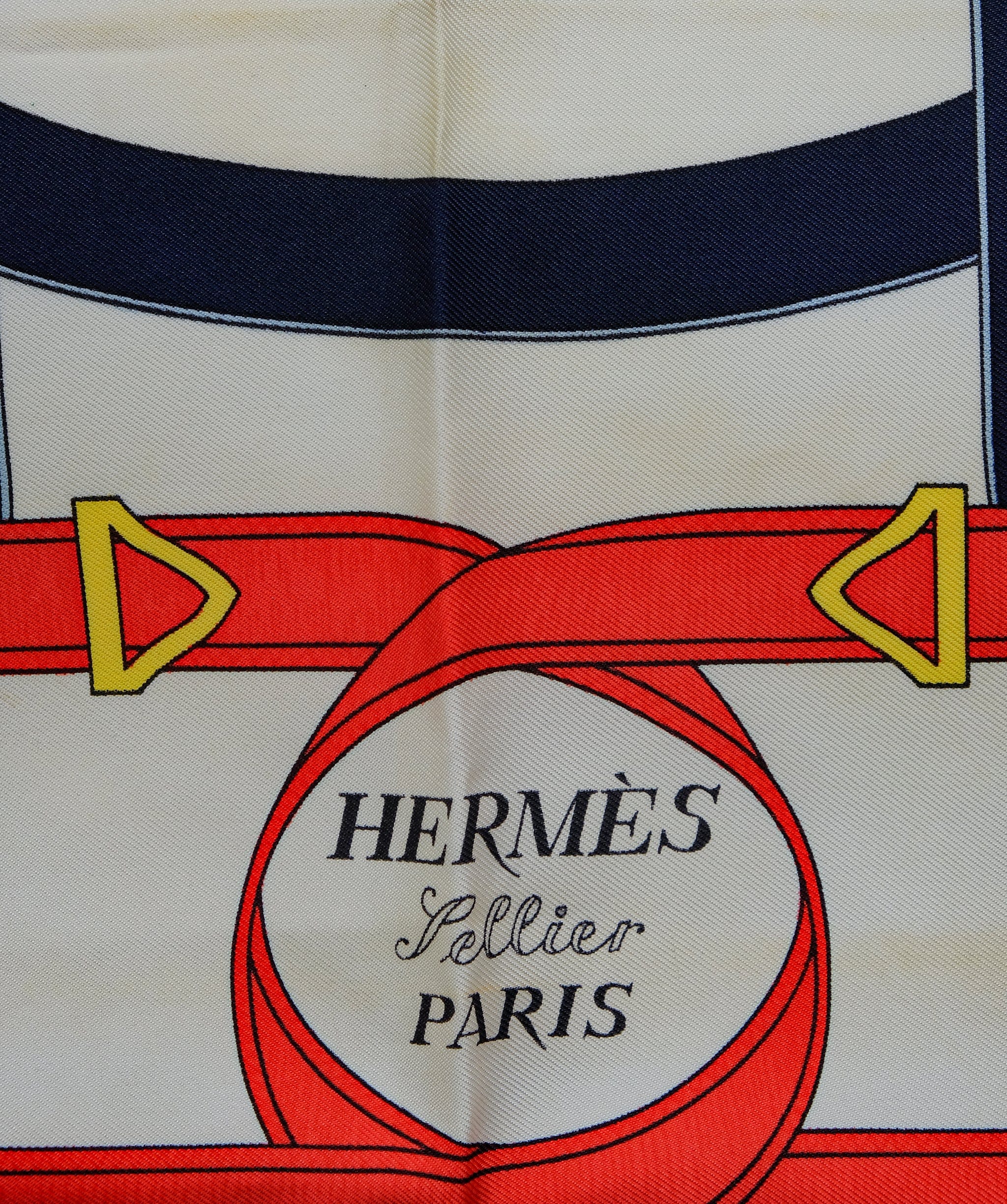 Hermès HERMES Carre 90 Eperon dor Scarf Silk NavyAuth 66823 Canvas Black White Red CC Auth 50442A						" DXBS0350