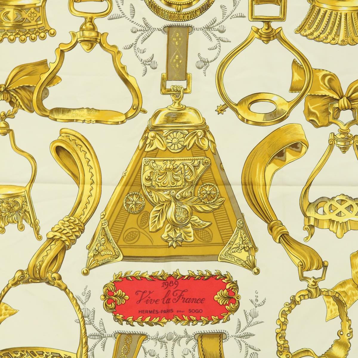 Hermès HERMES Carre 90 ETRIERS Scarf Silk Yellow Auth ar11064 DXBS0616