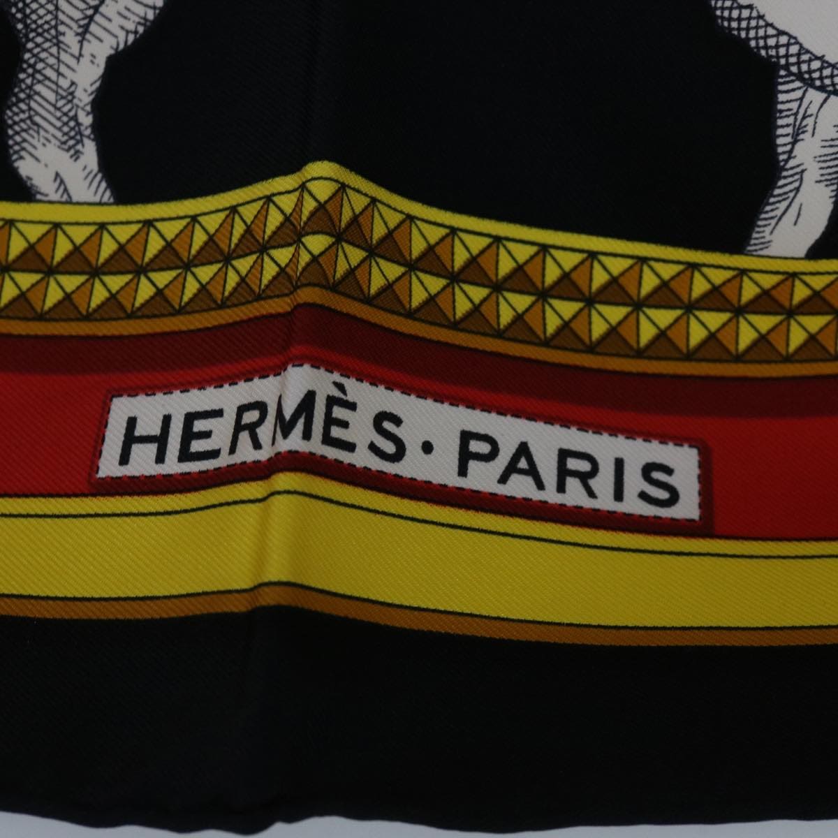 Hermès HERMES Carre 90 GRAND APPARAT Scarf Silk Black Auth 63465 DXBS0617