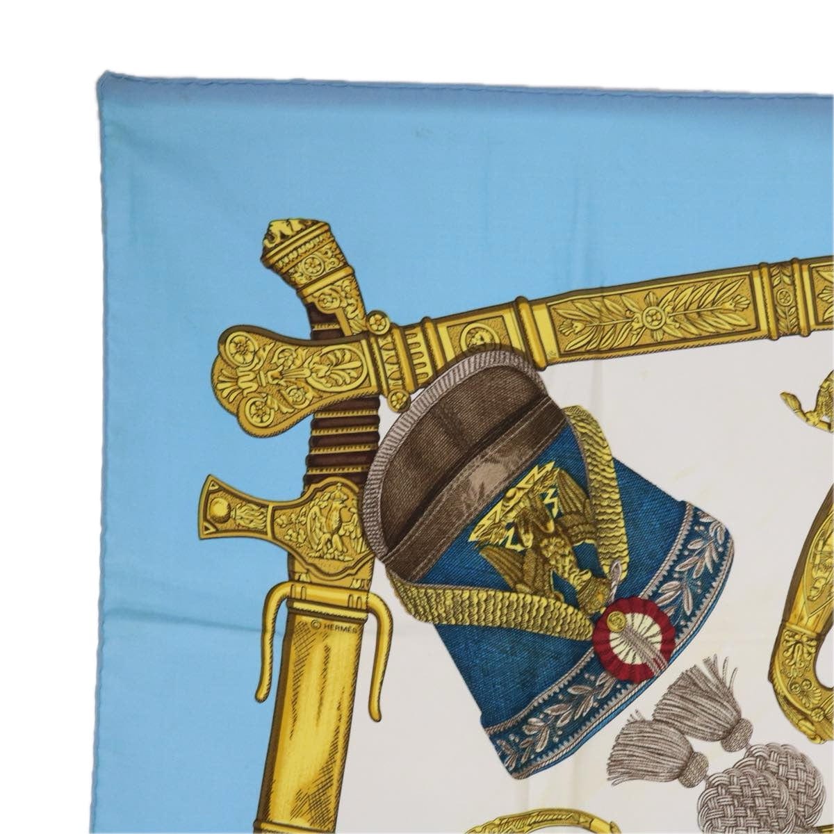 Hermès HERMES Carre 90 GRAND UNIFORME Scarf Silk Light Blue Auth cl819 DXBS0619