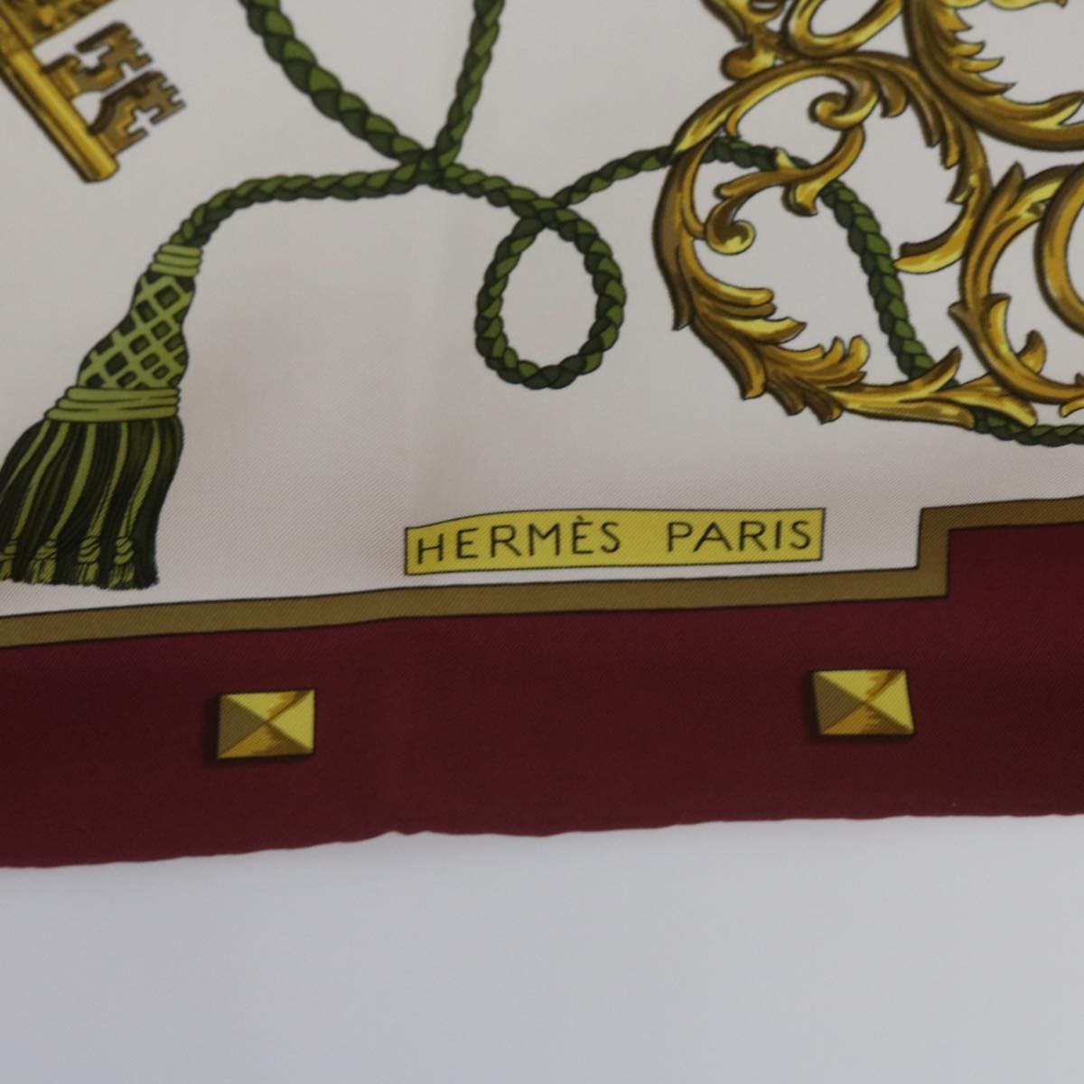 Hermès HERMES Carre 90 LE Cles Scarf Silk Red Auth yk11143 DXBS0701