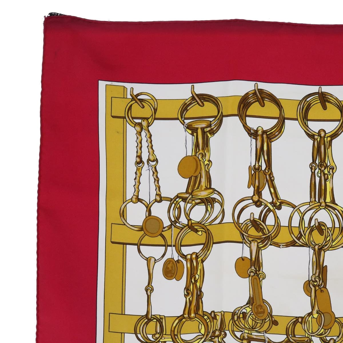 Hermès Hermes carre 90 mors&filets scarf silk red auth 62409 DXBS0620