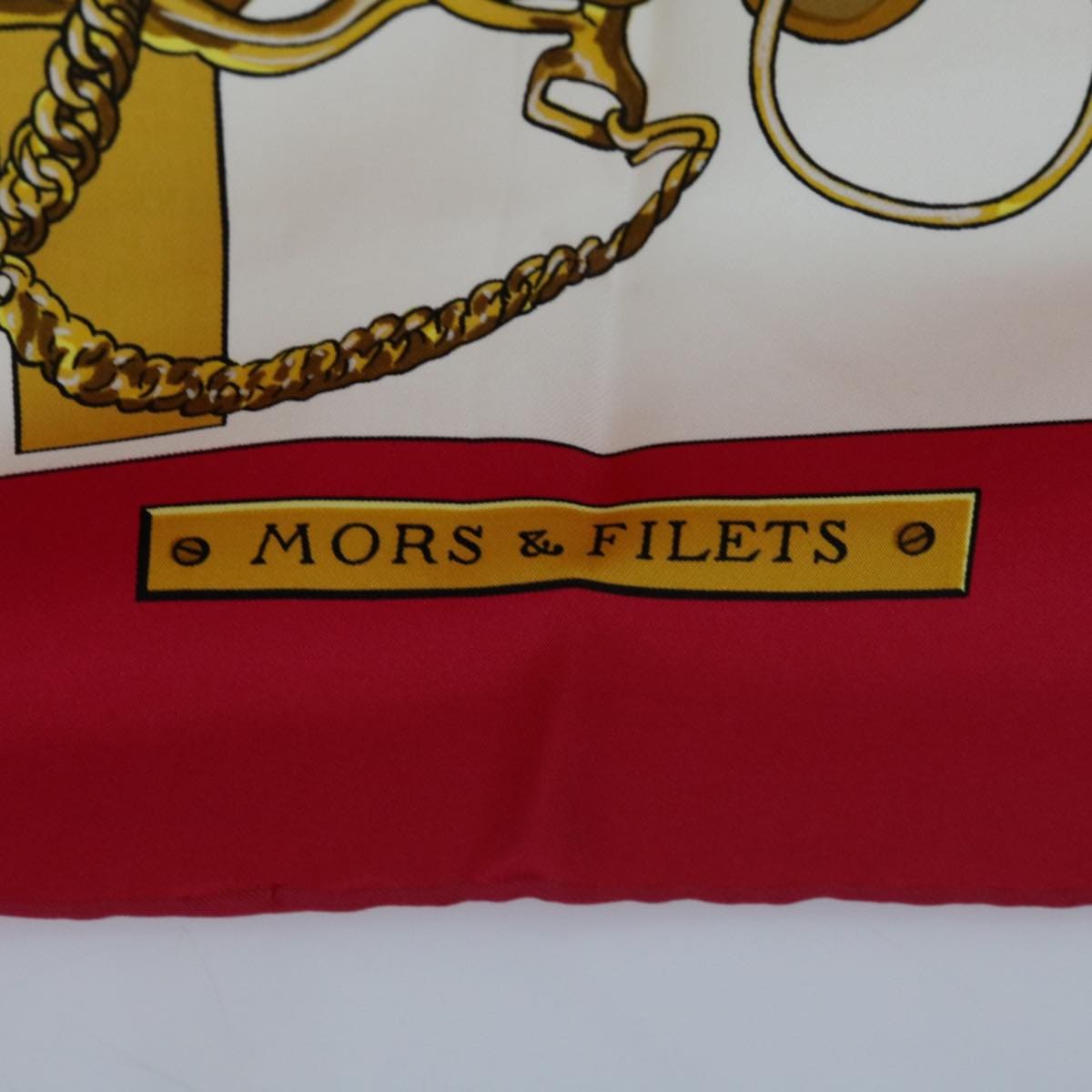 Hermès Hermes carre 90 mors&filets scarf silk red auth 62409 DXBS0620