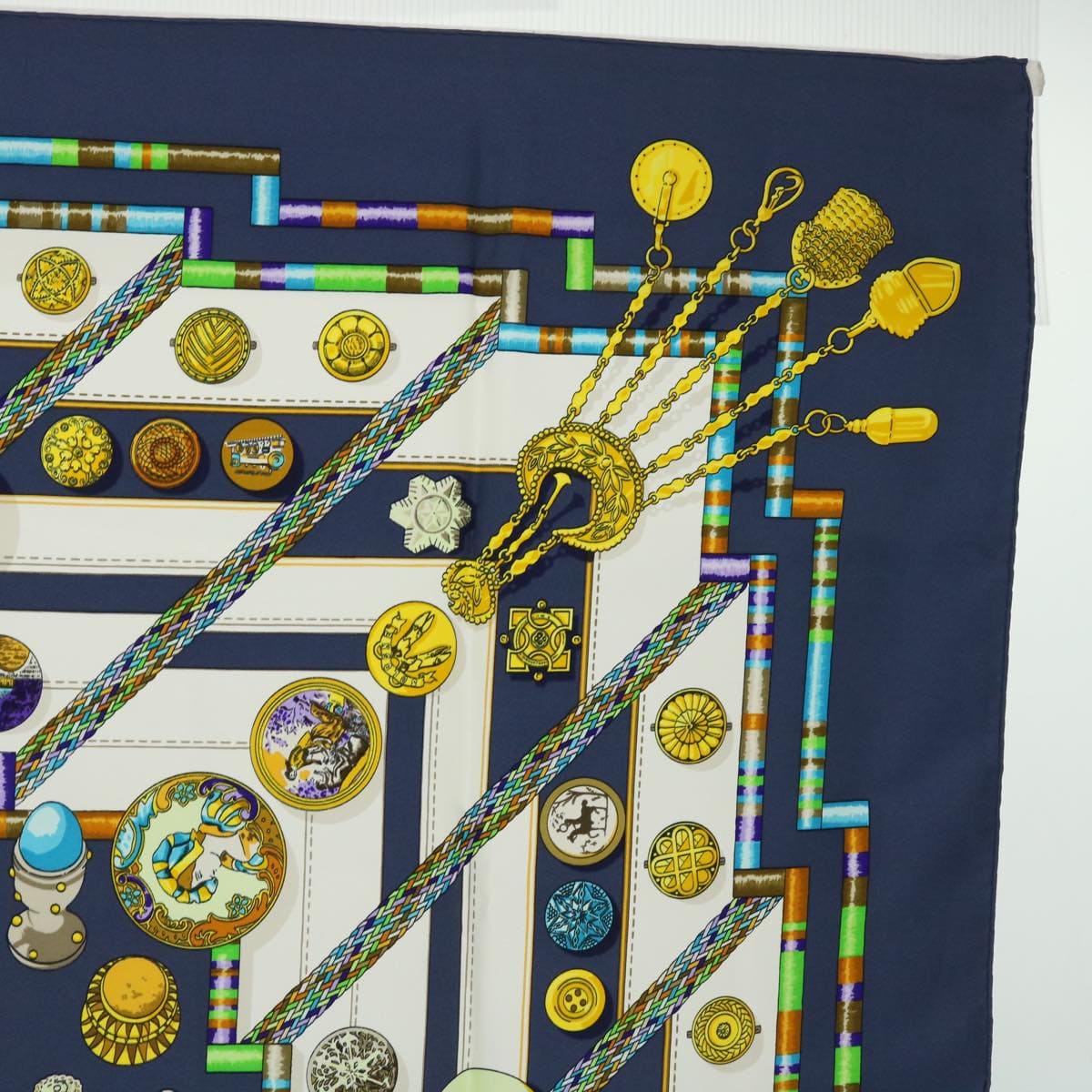 Hermès HERMES Carre 90 Pelile main Scarf Silk Navy Auth am4975 DXBS0711