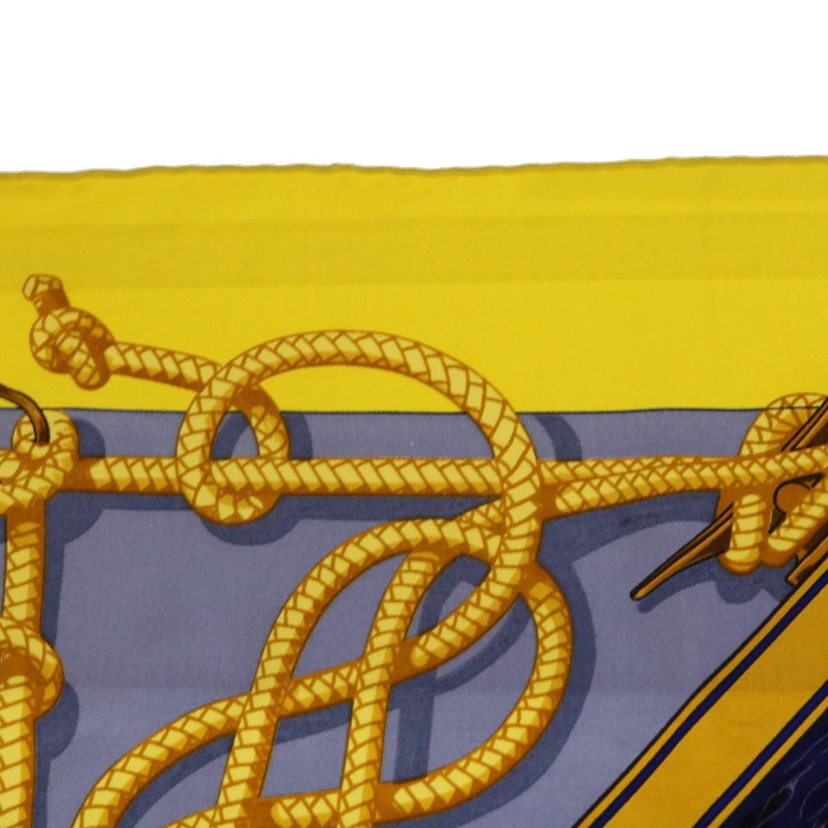 Hermès HERMES Carre 90 RETOUR DE PECHE Scarf
 Silk Yellow Navy Auth ac2222 DXBS0623