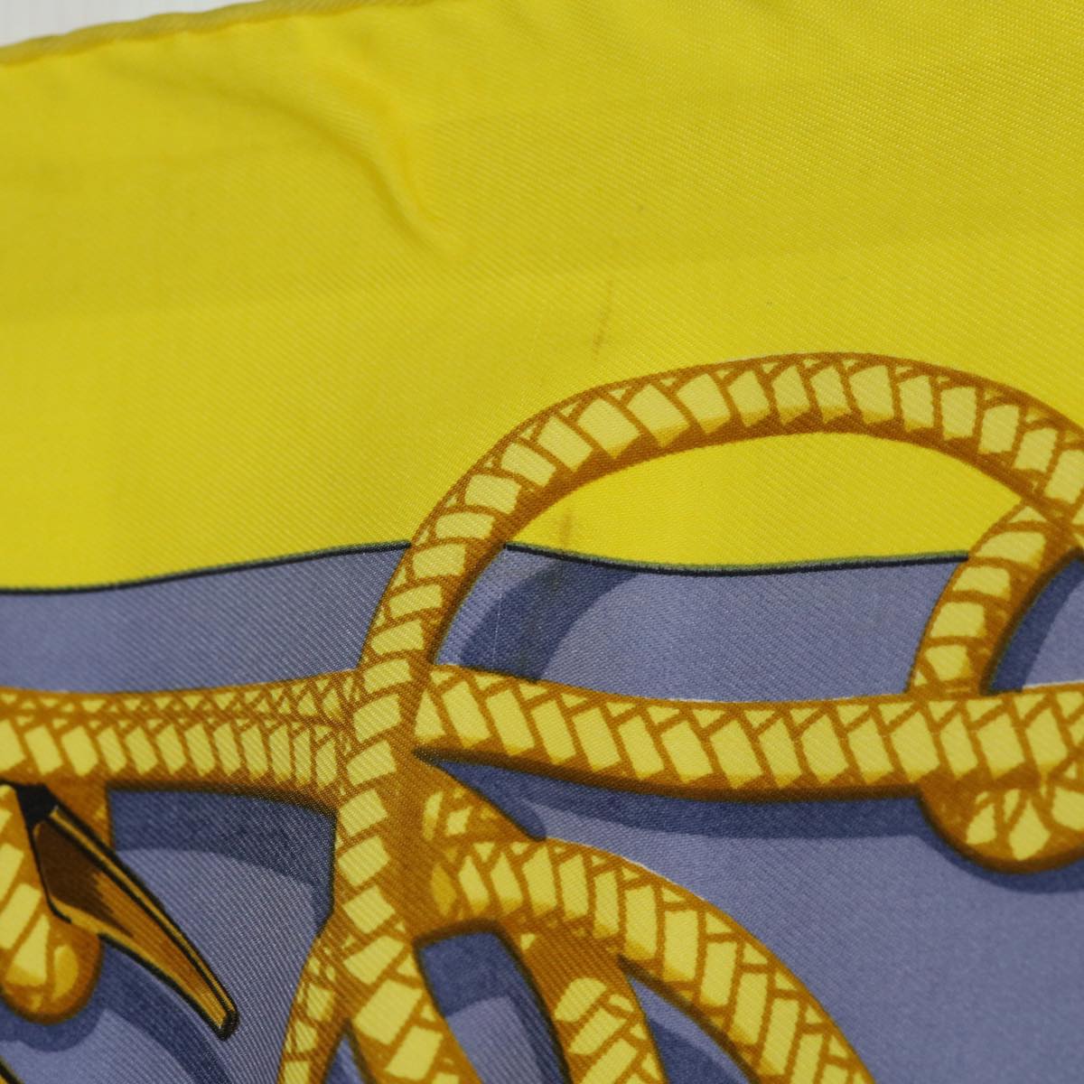 Hermès HERMES Carre 90 RETOUR DE PECHE Scarf
 Silk Yellow Navy Auth ac2222 DXBS0623