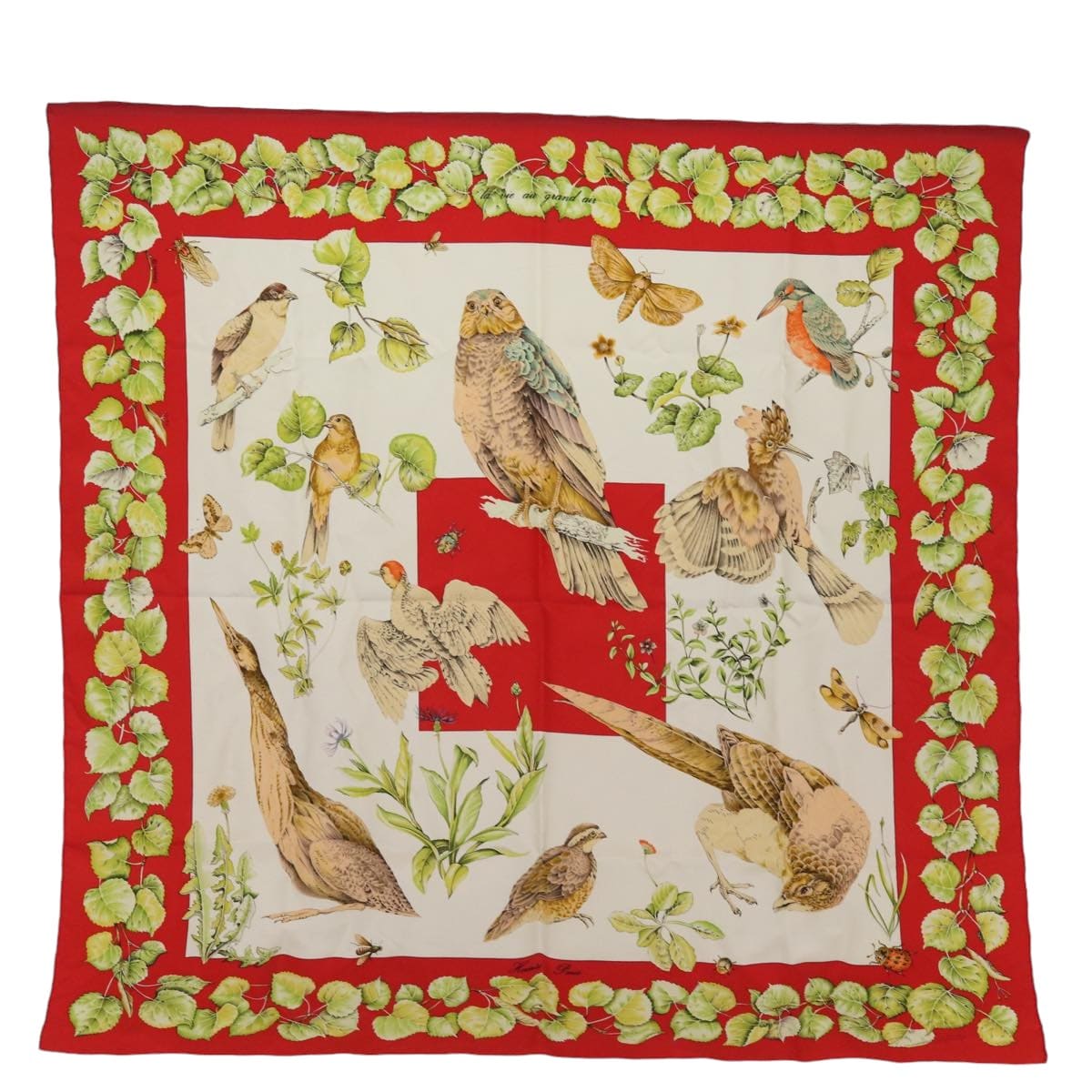 Hermès HERMES Carre 90 Scarf ""La Vie Au Grand Ai"" Silk Red Auth bs14262 DXBS0692