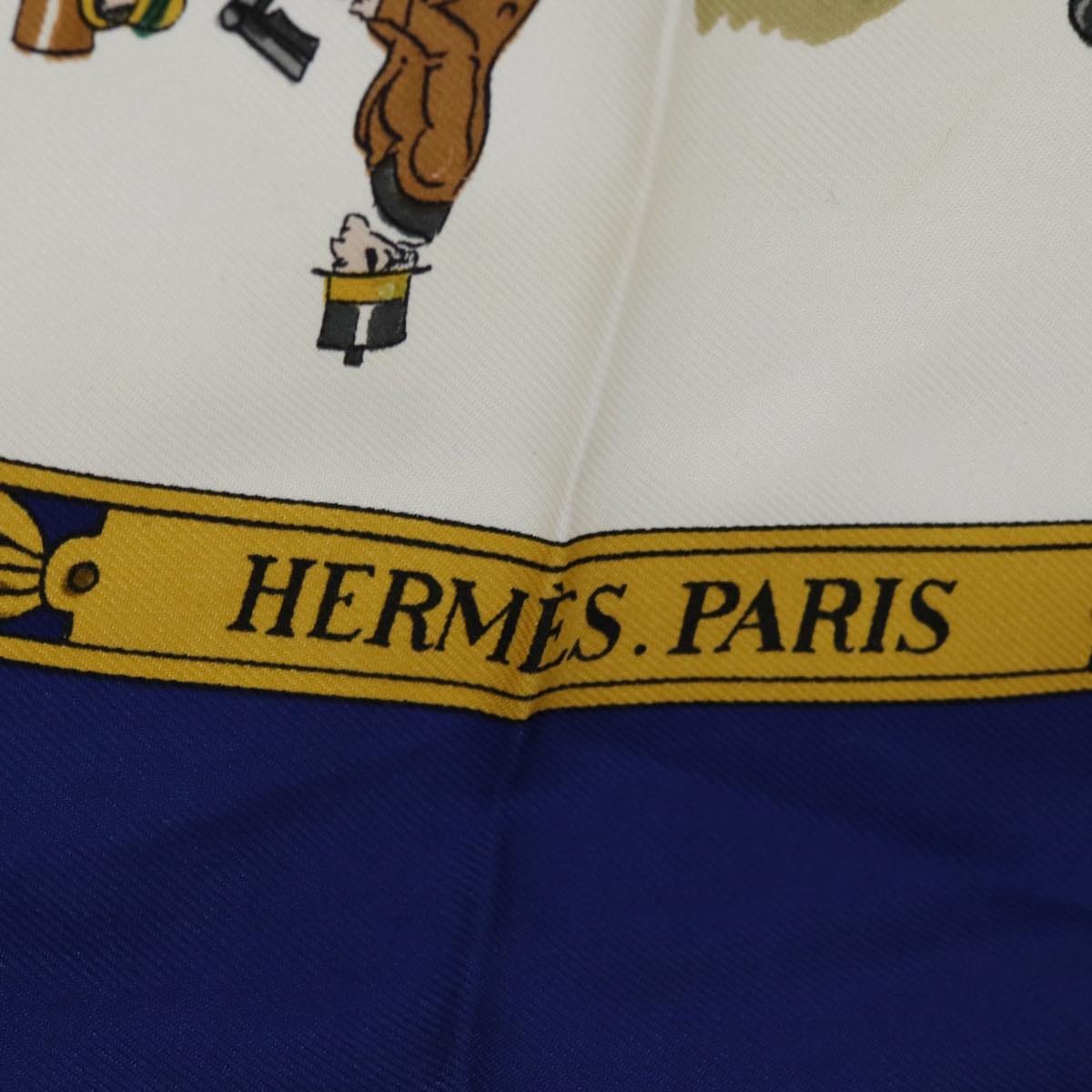 Hermès HERMES Carre 90 Scarf ""LEDOUX"" Silk Blue Auth ar11852 DXBS0693