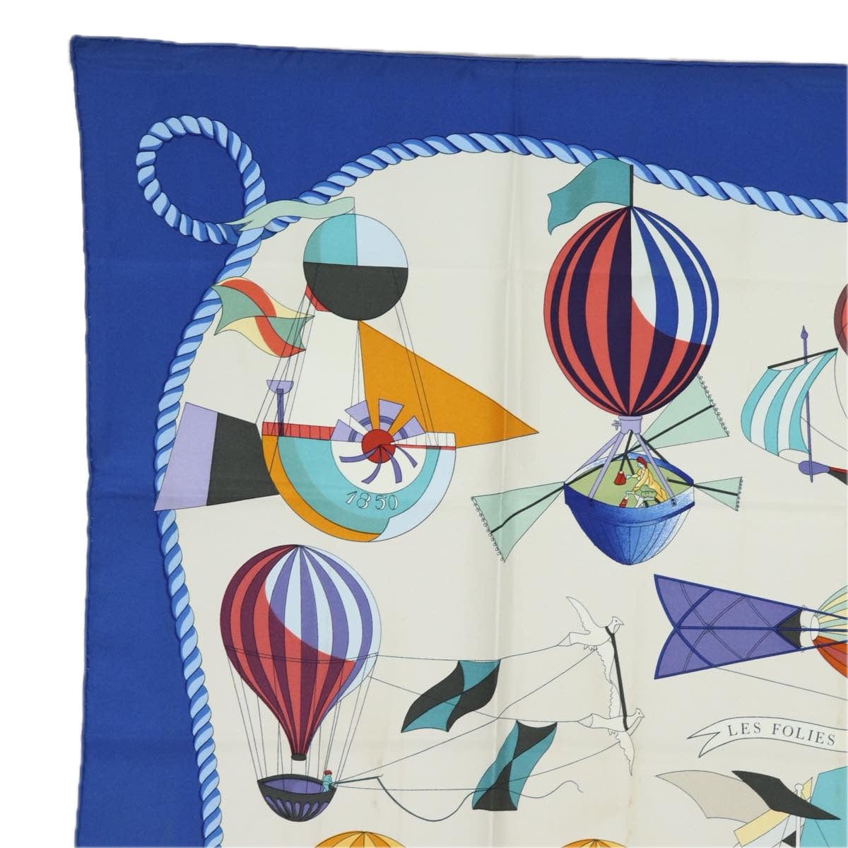 Hermès HERMES Carre 90 Scarf ""LES FOLIES DU CIEL"" Silk Blue Auth ac3031 DXBS0688